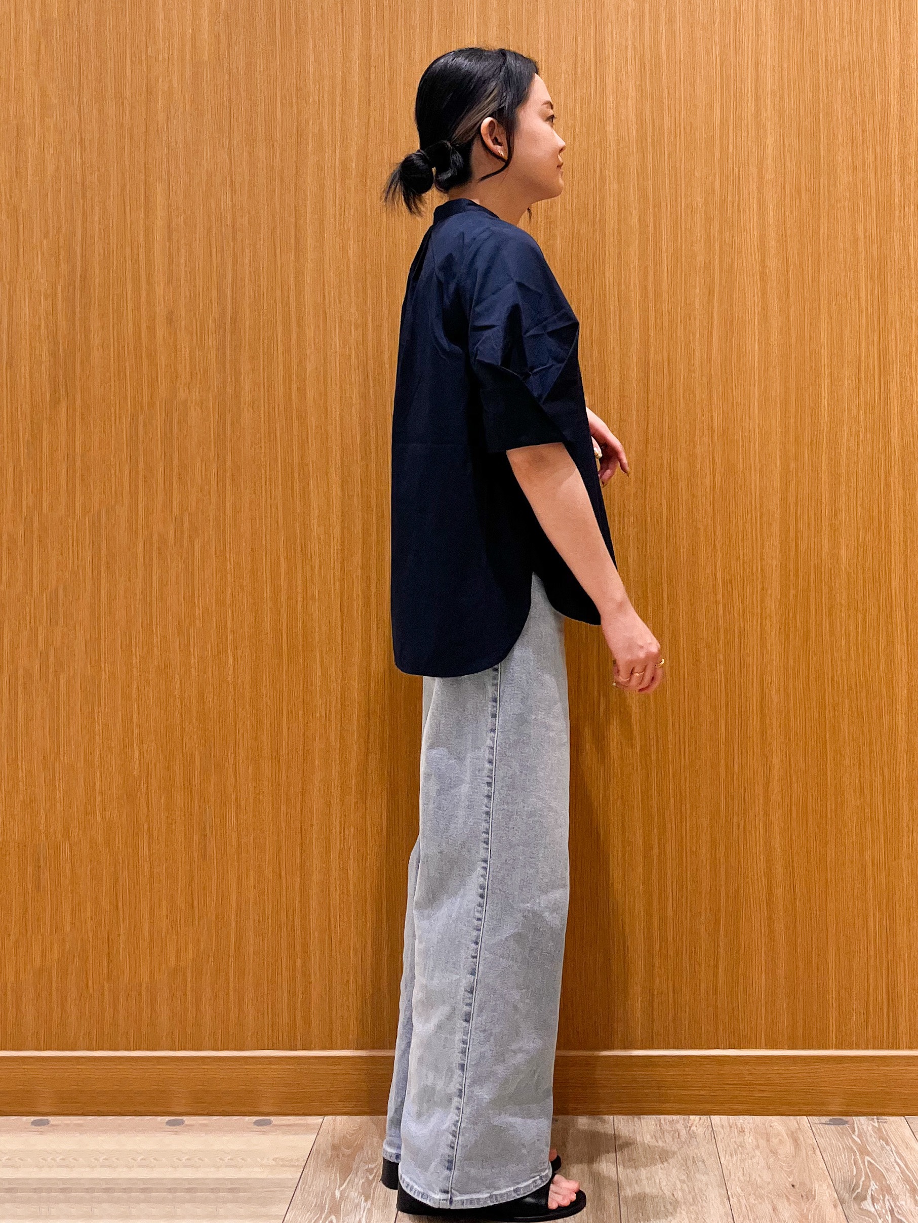 aさんの「OPAQUE.CLIP｜タックスリーブ スキッパーブラウス【洗濯機OK】」を使ったコーディネート