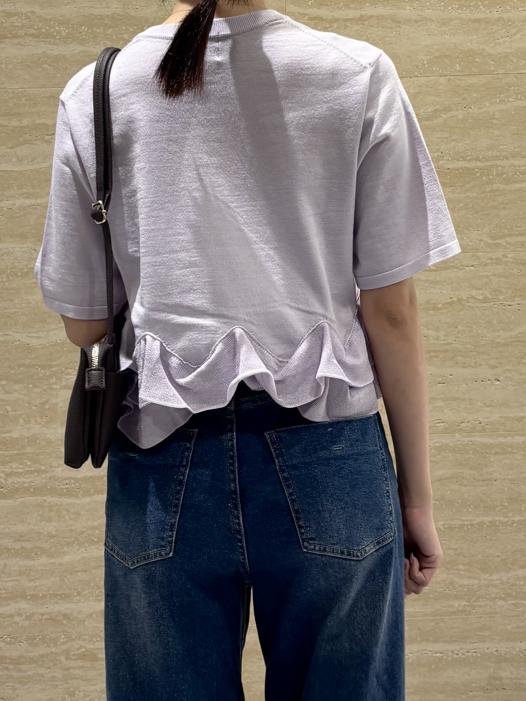 Ririkaさんの「OPAQUE.CLIP｜【UVケア／遮熱性】裾フリルヘンリーネックニット《抗ピル／洗濯機OK》」を使ったコーディネート