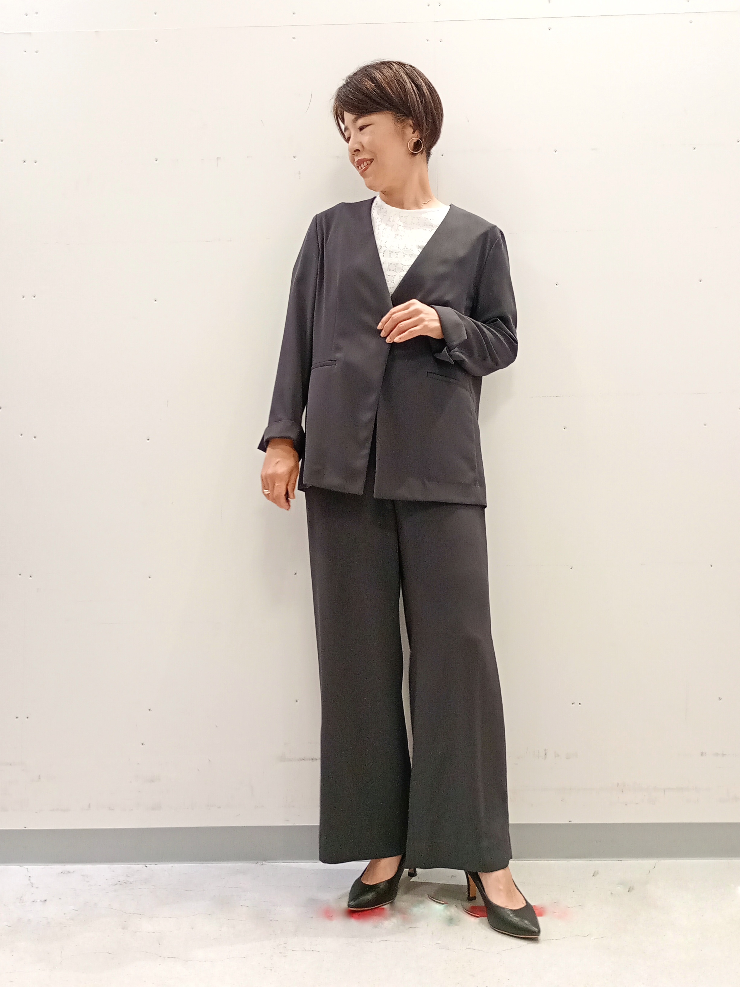 Kさんの「INDIVI｜【接触冷感／透湿／着る日傘】ノーカラージャケット」を使ったコーディネート