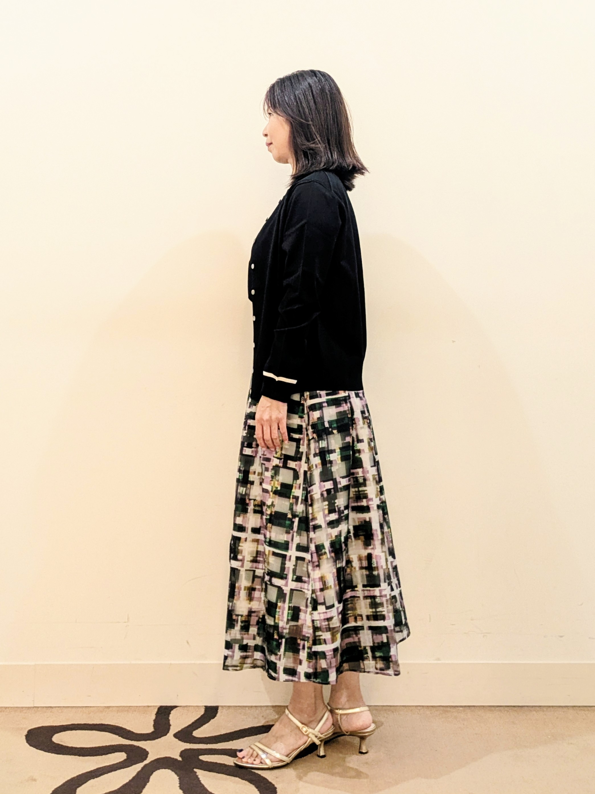 laverさんの「UNTITLED｜【アンサンブル可/上品な清涼感】コンパクト5分袖ニット」を使ったコーディネート