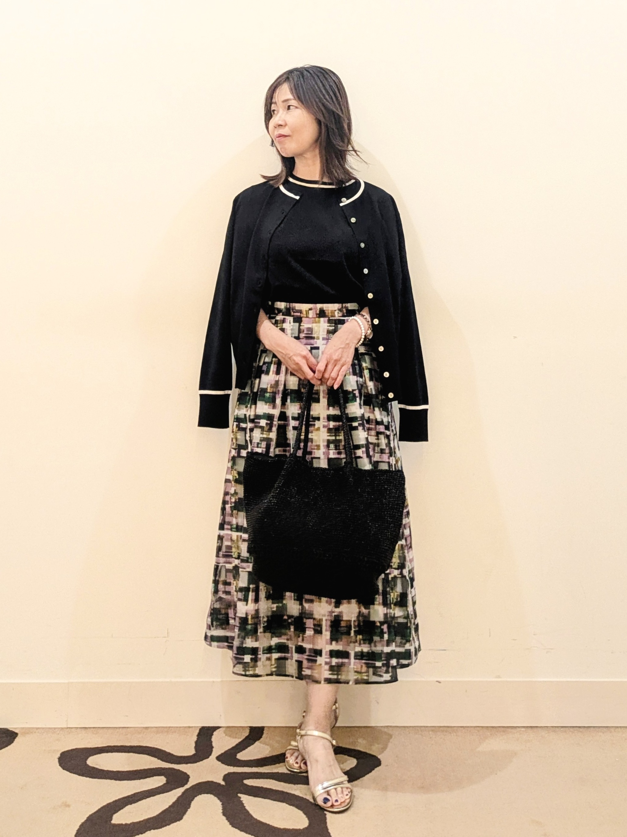 laverさんの「UNTITLED｜【アンサンブル可/上品な清涼感】コンパクト5分袖ニット」を使ったコーディネート