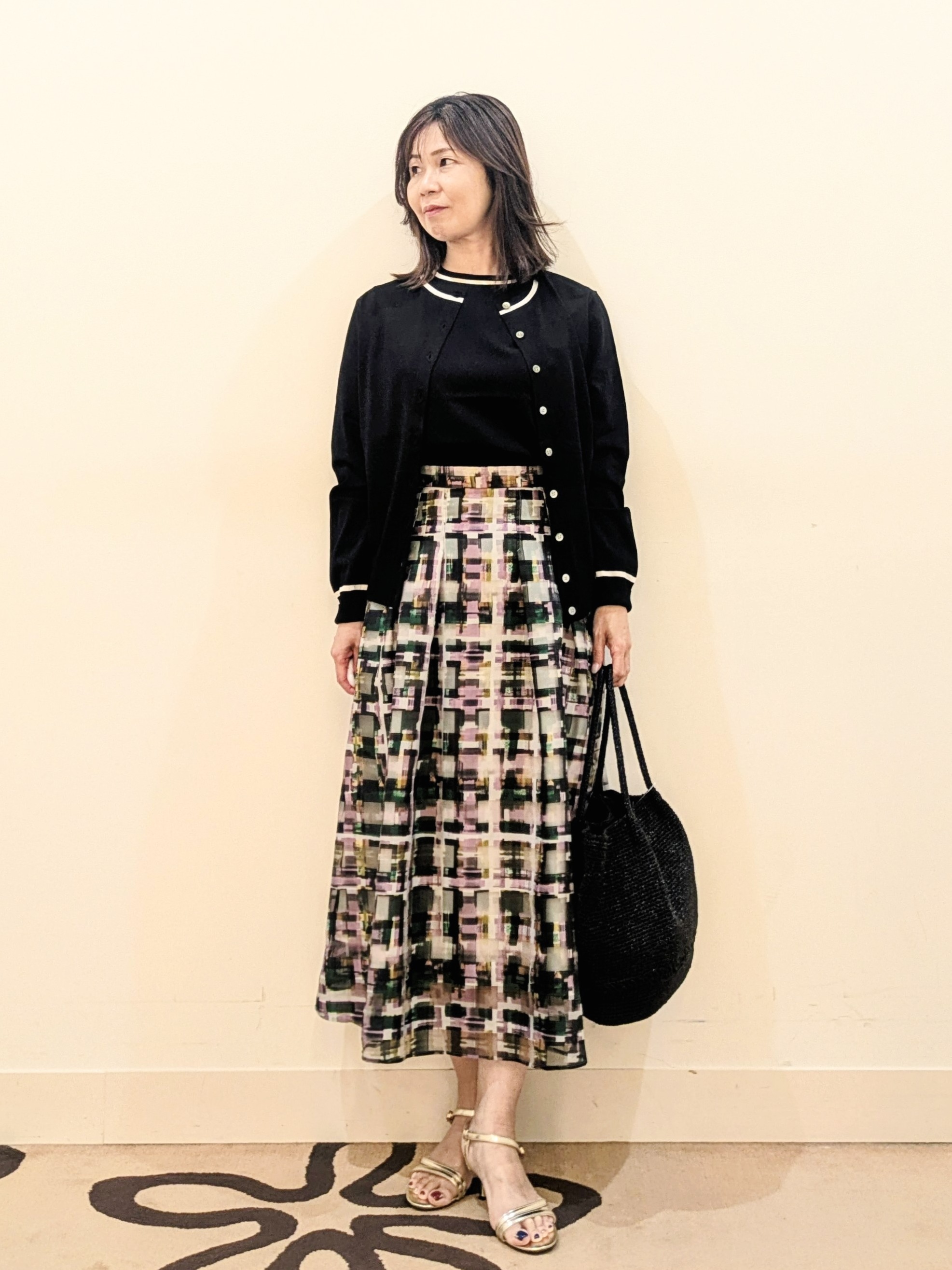 laverさんの「UNTITLED｜【アンサンブル可/上品な清涼感】コンパクト5分袖ニット」を使ったコーディネート