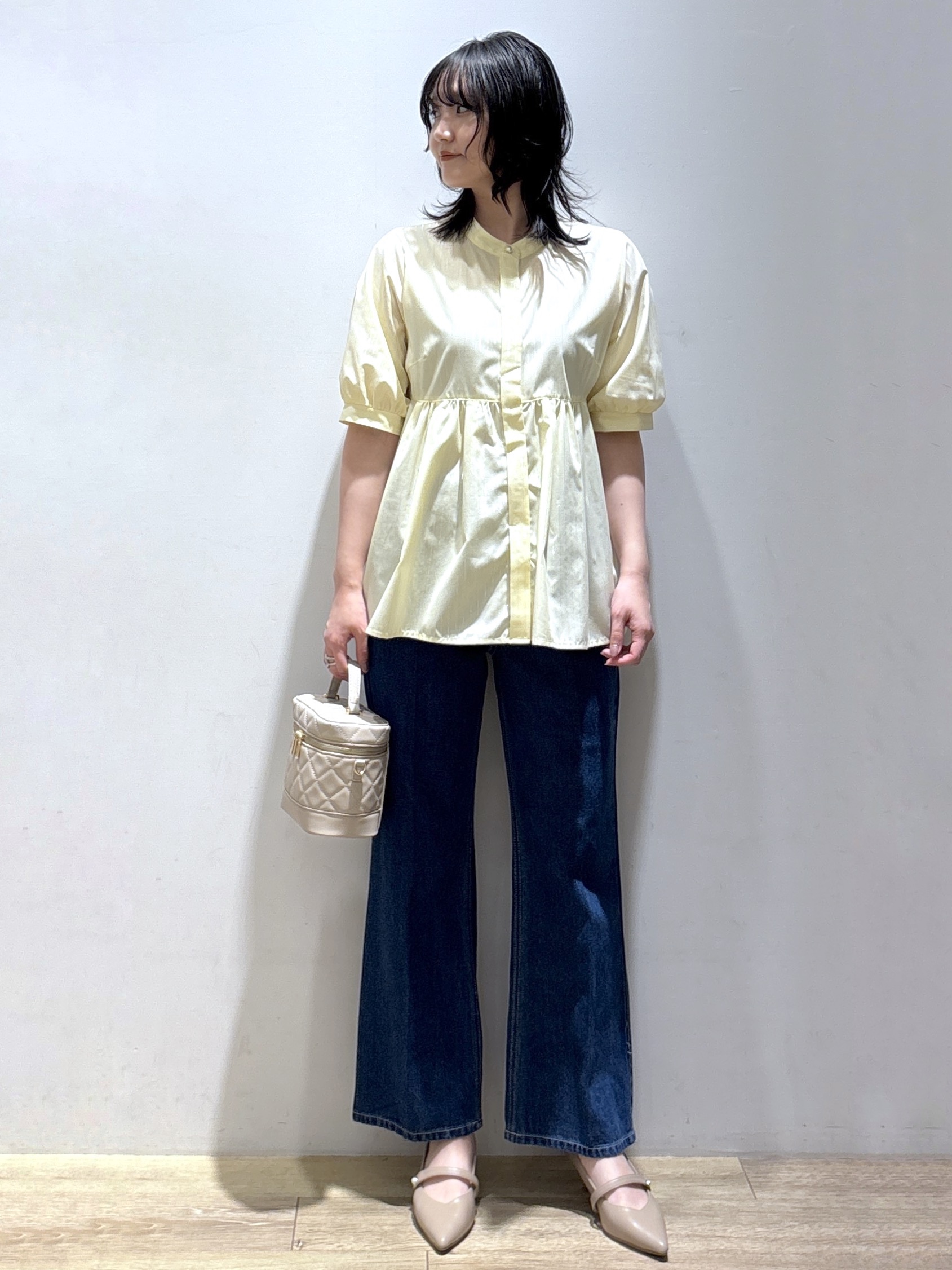 mizukiさんの「index｜【防シワ】2wayボウタイペプラム5分袖ブラウス《洗濯機OK／イージーアイロン》」を使ったコーディネート