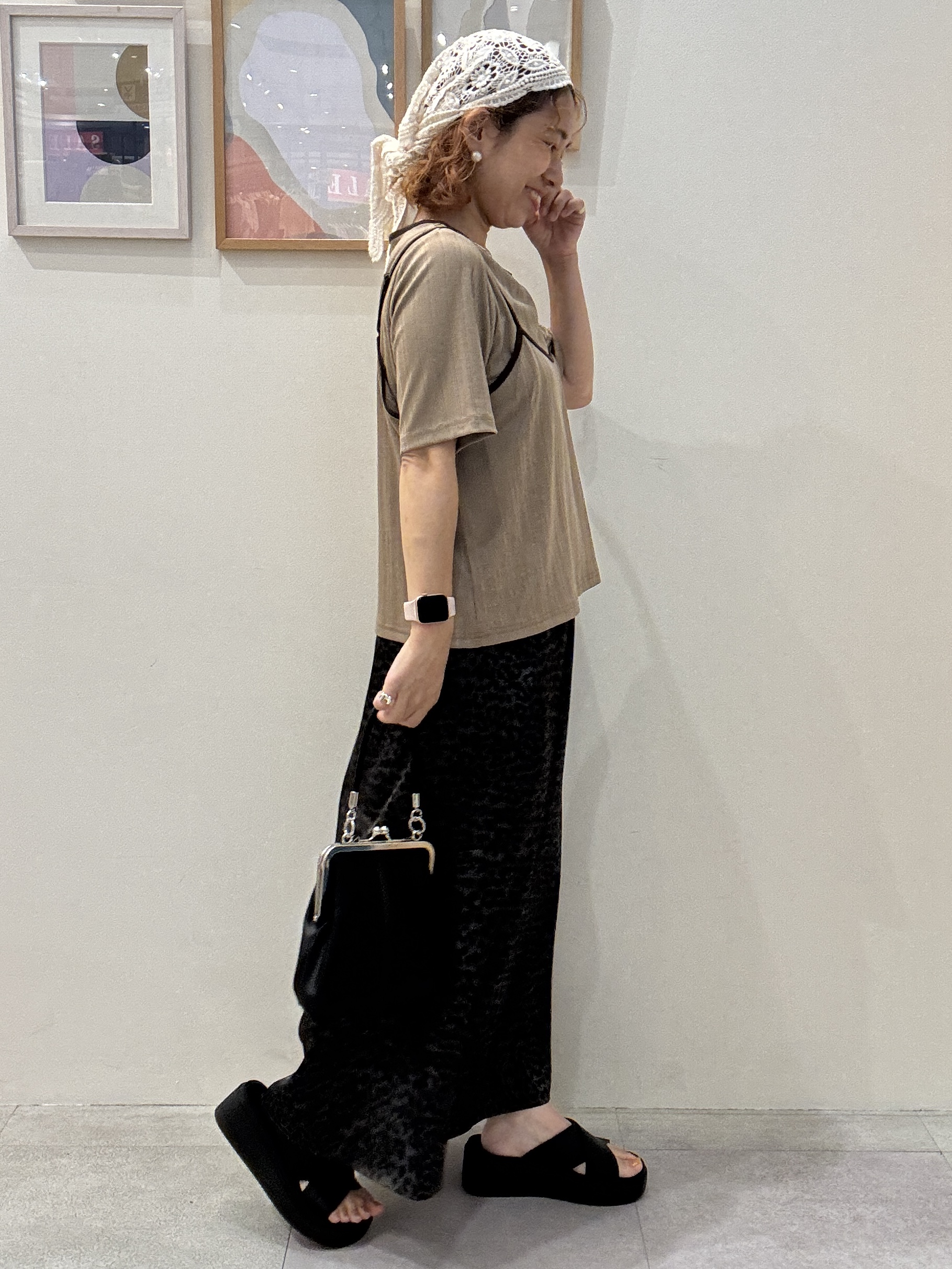 たけぴさんの「SHOO･LA･RUE｜【2点セット】ランダムテレコで細見え  配色使いTシャツ+キャミソール」を使ったコーディネート