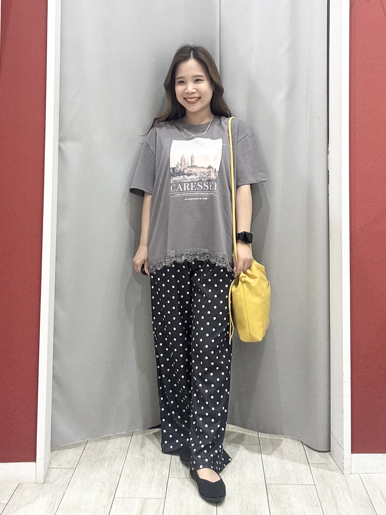 shioさんの「SHOO･LA･RUE｜【通気性〇/S-LL/洗濯機可】さらりノーカラーシャツ」を使ったコーディネート