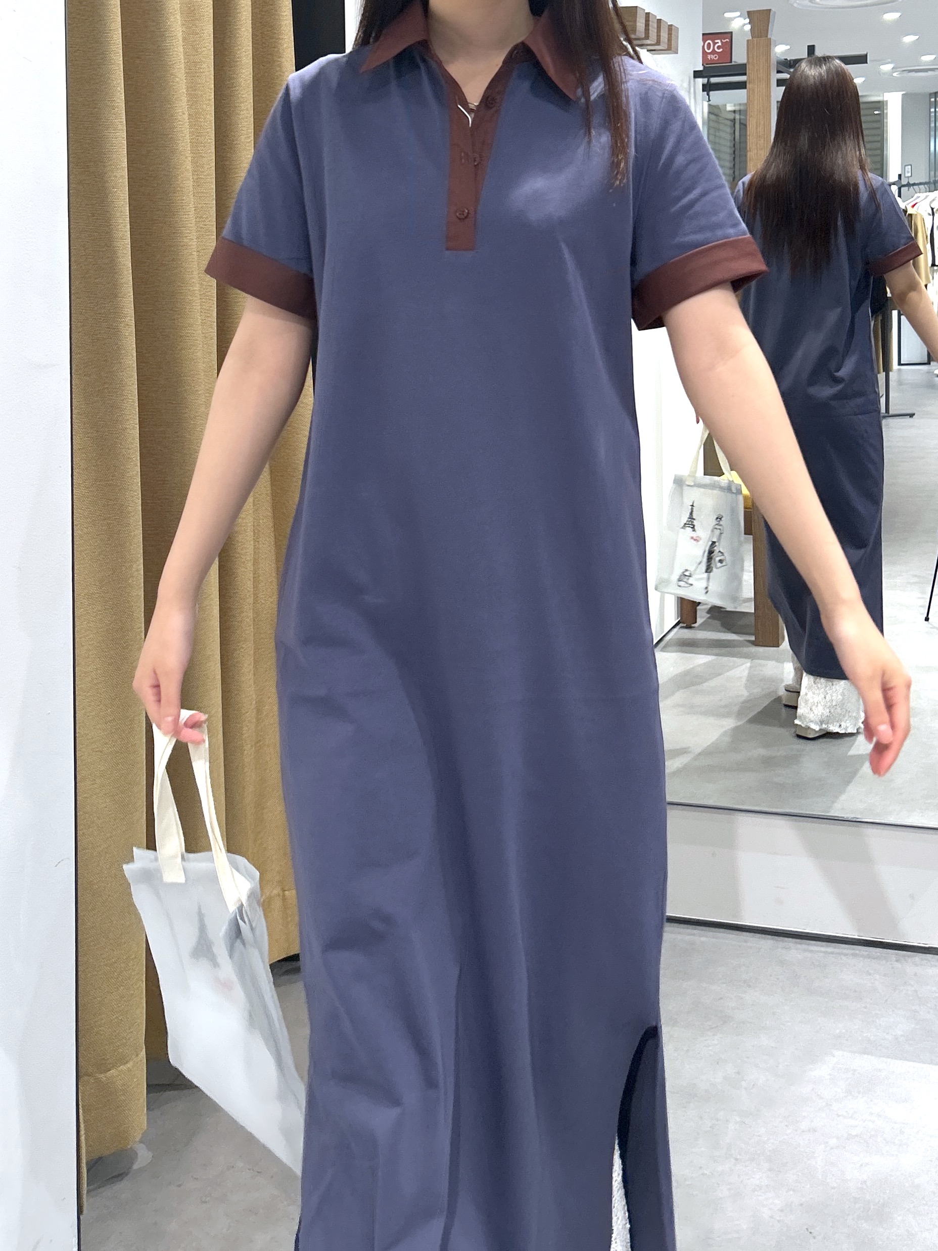 Renoさんの「INDIVI｜ポロ衿カットソーワンピ―ス」を使ったコーディネート