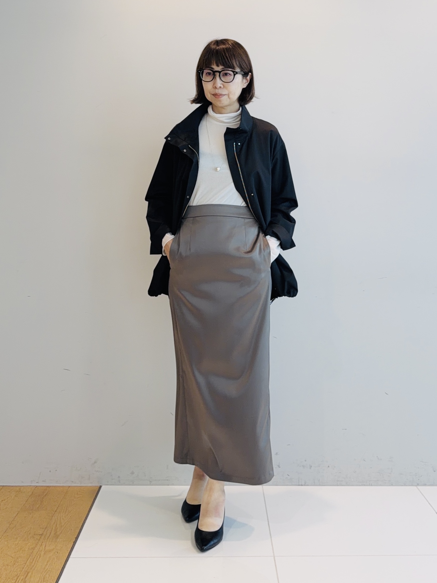 murayamaさんの「INDIVI｜【ラム革／美脚／通勤】レザーパンプス」を使ったコーディネート
