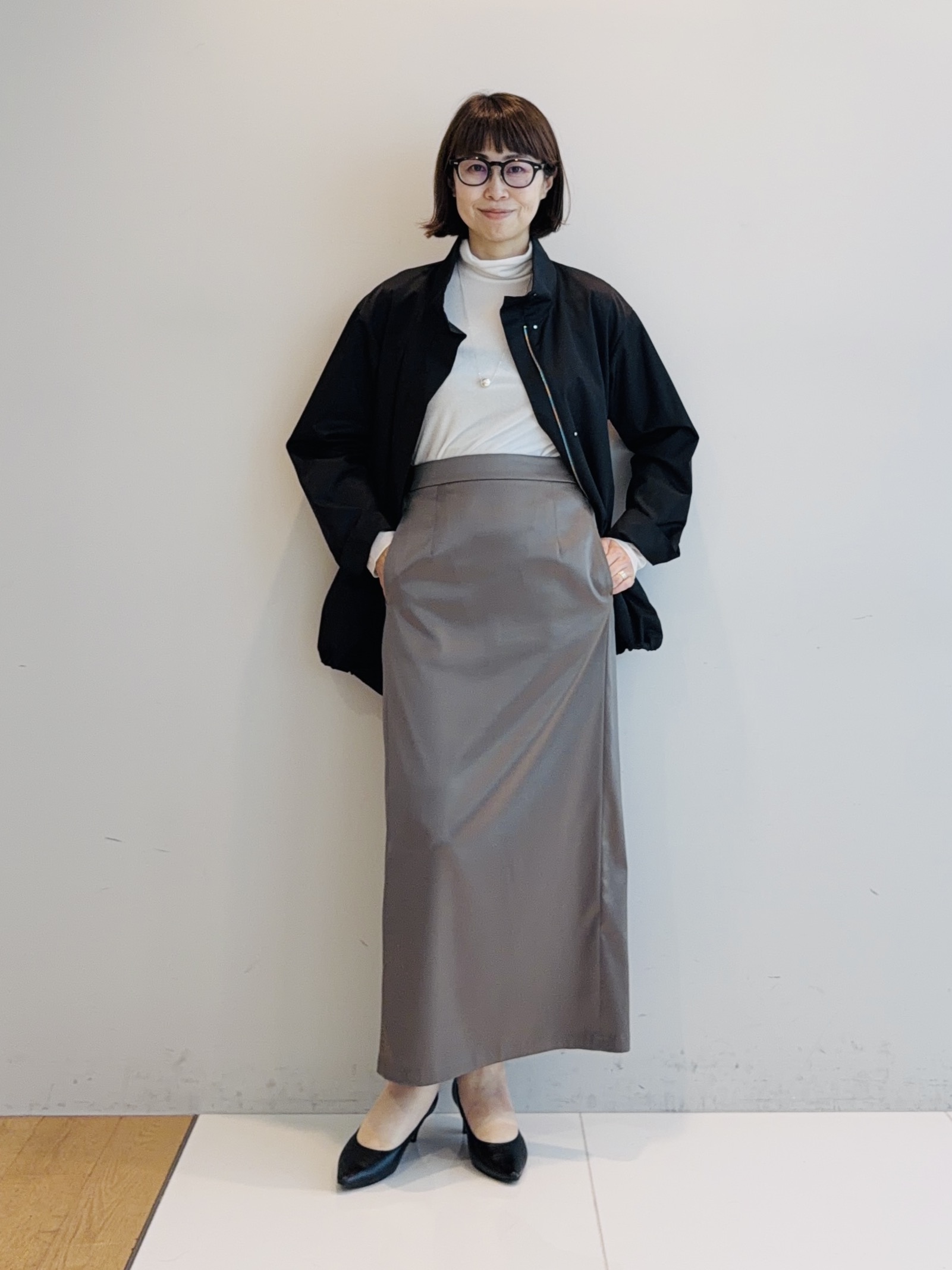 murayamaさんの「INDIVI｜【ラム革／美脚／通勤】レザーパンプス」を使ったコーディネート