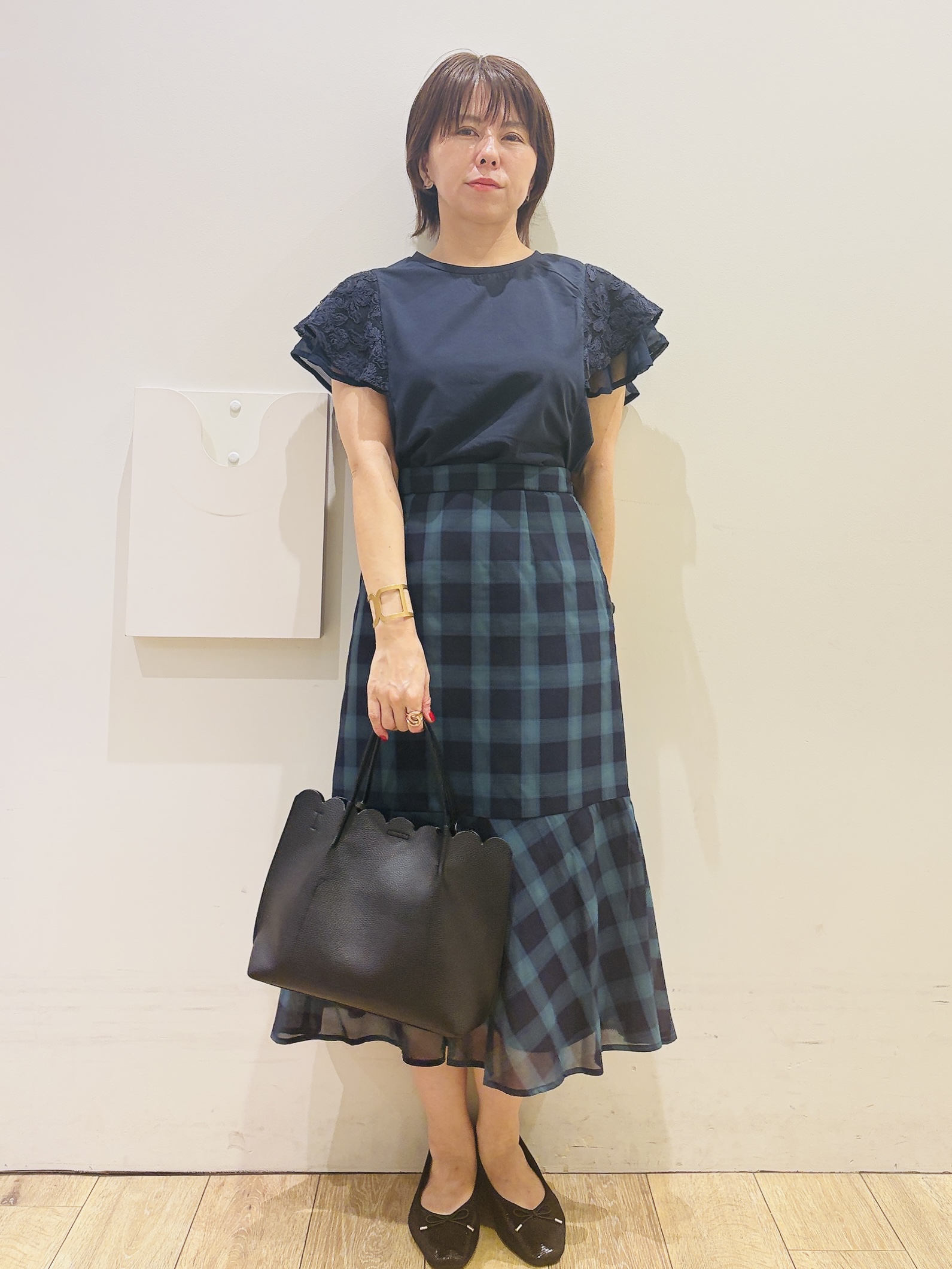 YUKOさんの「index｜【接触冷感／UV】レースフレアスリーブトップス《洗濯機OK》」を使ったコーディネート