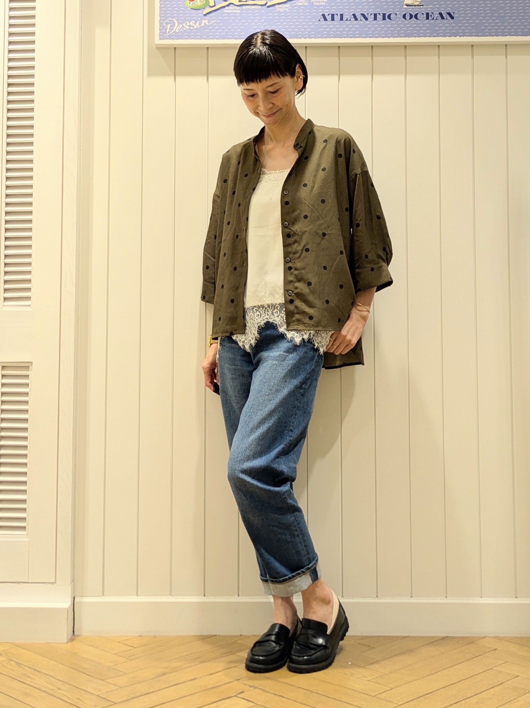 micoさんの「Dessin｜【セットアップ可】ドットプリント ハーフスリーブシャツ」を使ったコーディネート