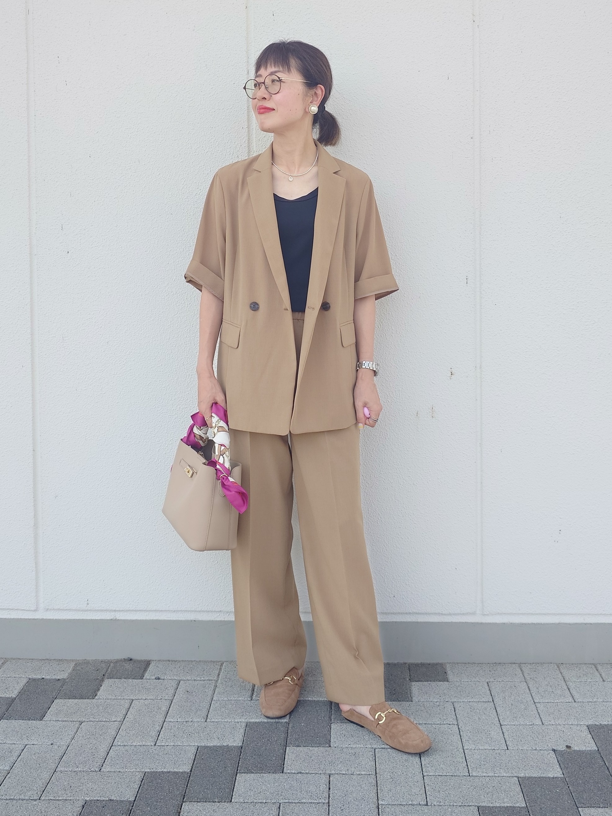 MUTSUKOさんの「UNTITLED｜【セットアップ可/UVカット/通気性】エアリークール半袖ジャケット」を使ったコーディネート