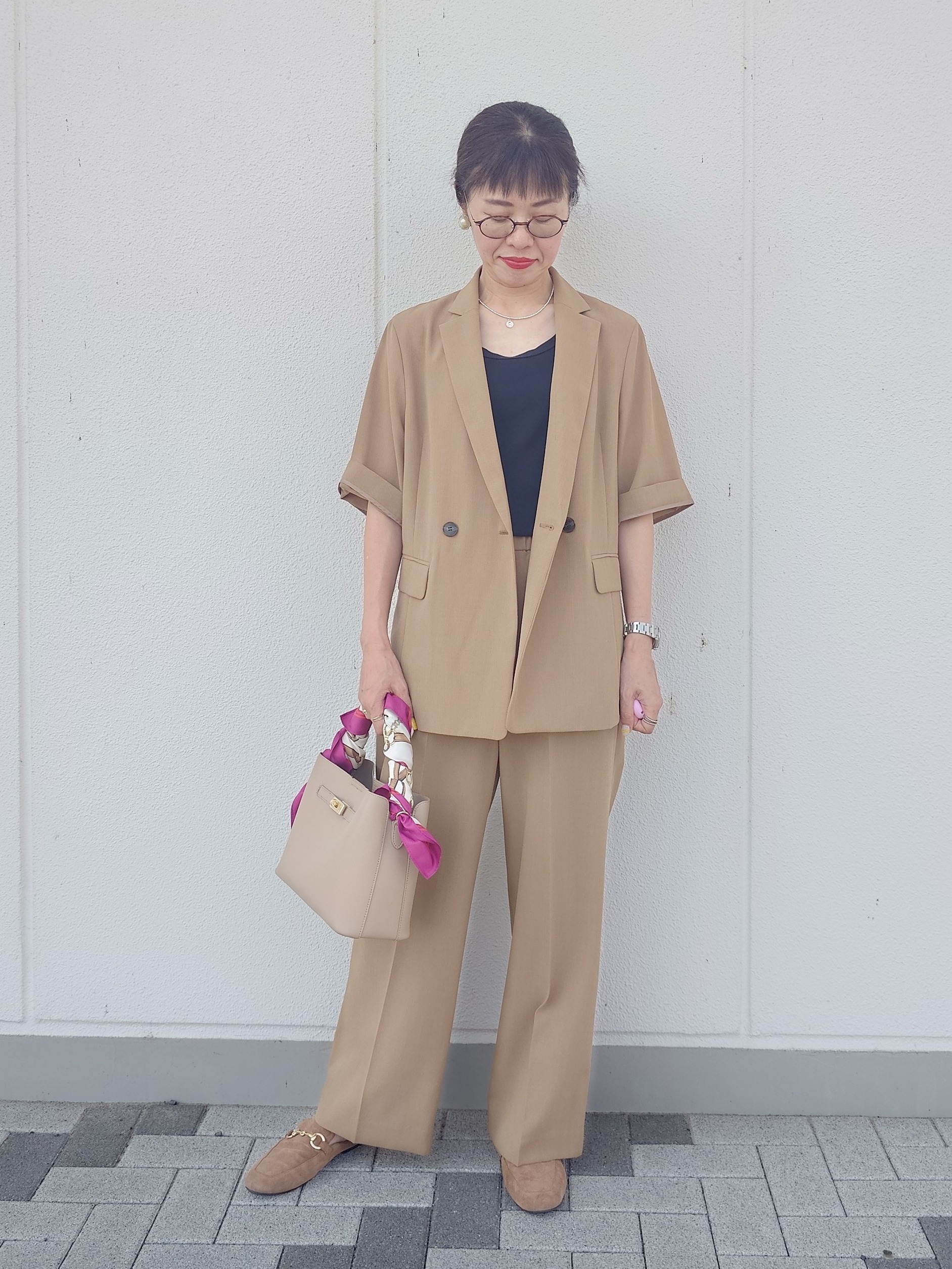 MUTSUKOさんの「UNTITLED｜【セットアップ可/UVカット/通気性】エアリークール半袖ジャケット」を使ったコーディネート