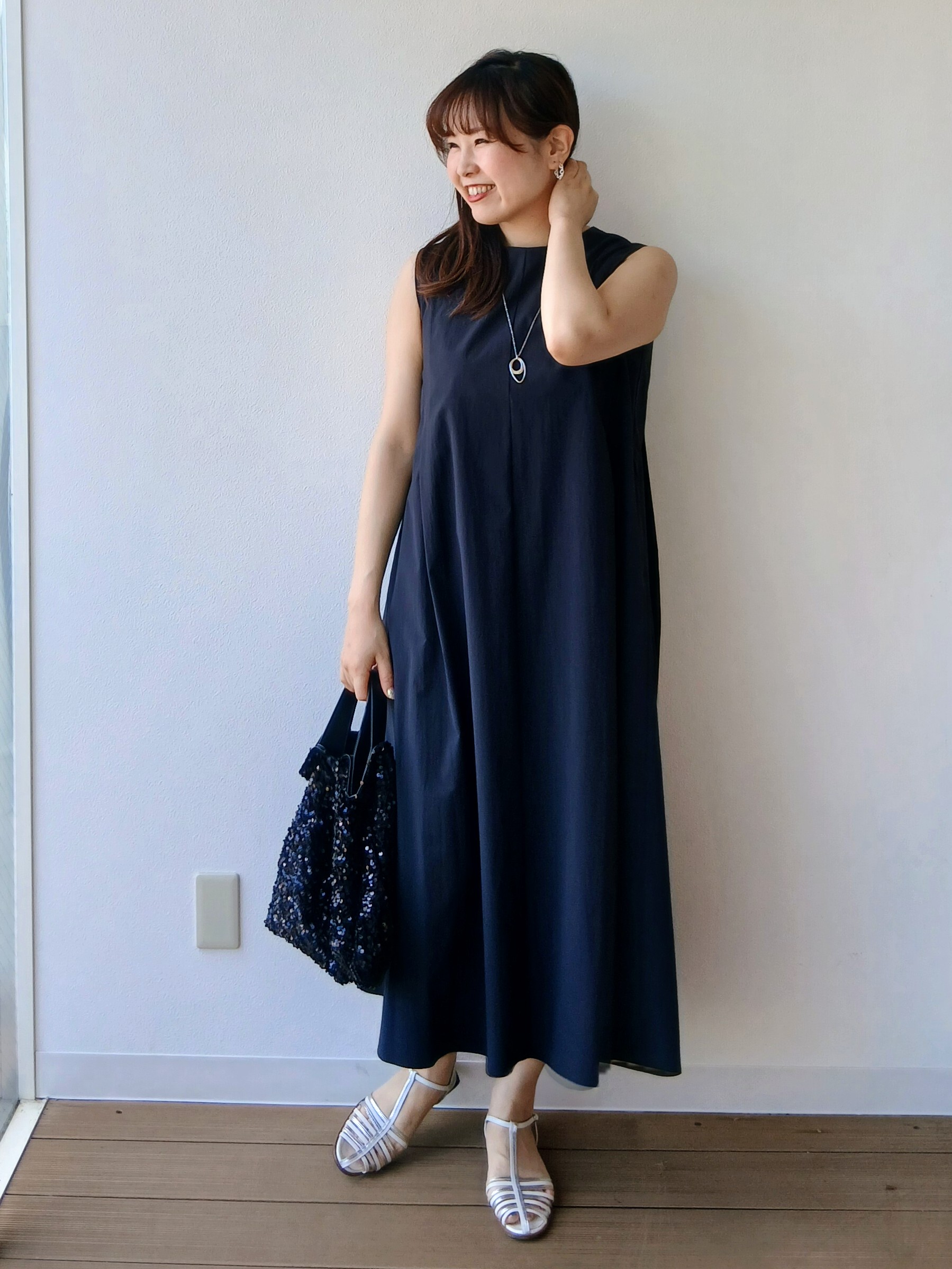 なみきさんの「UNTITLED｜【接触冷感/UVカット/吸水速乾】Aラインロングワンピース」を使ったコーディネート
