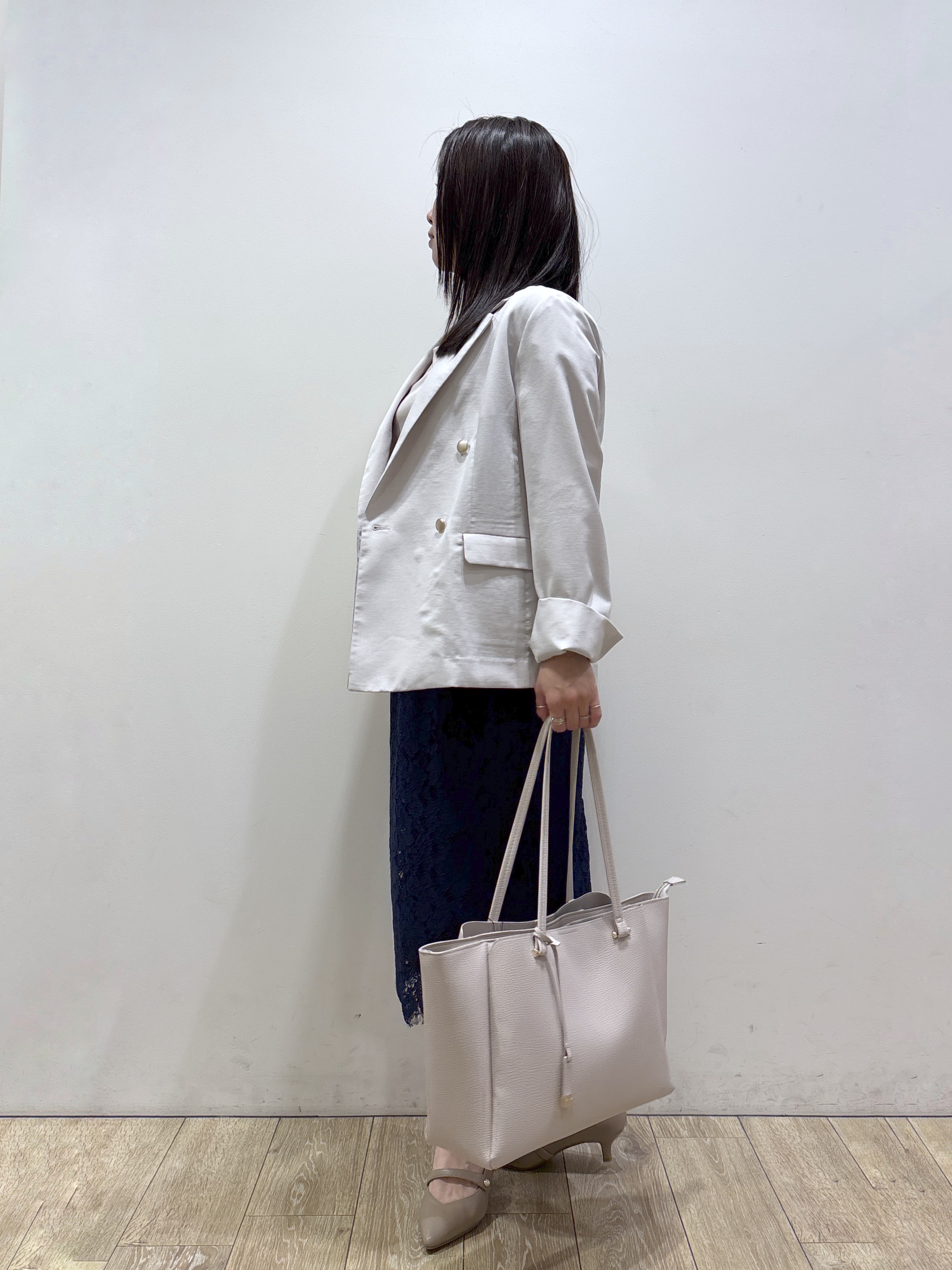 mameさんの「index｜《再入荷》ダブルブレストテーラードジャケット【接触冷感／吸水速乾／イージーアイロン／防シワ／洗濯機O」を使ったコーディネート