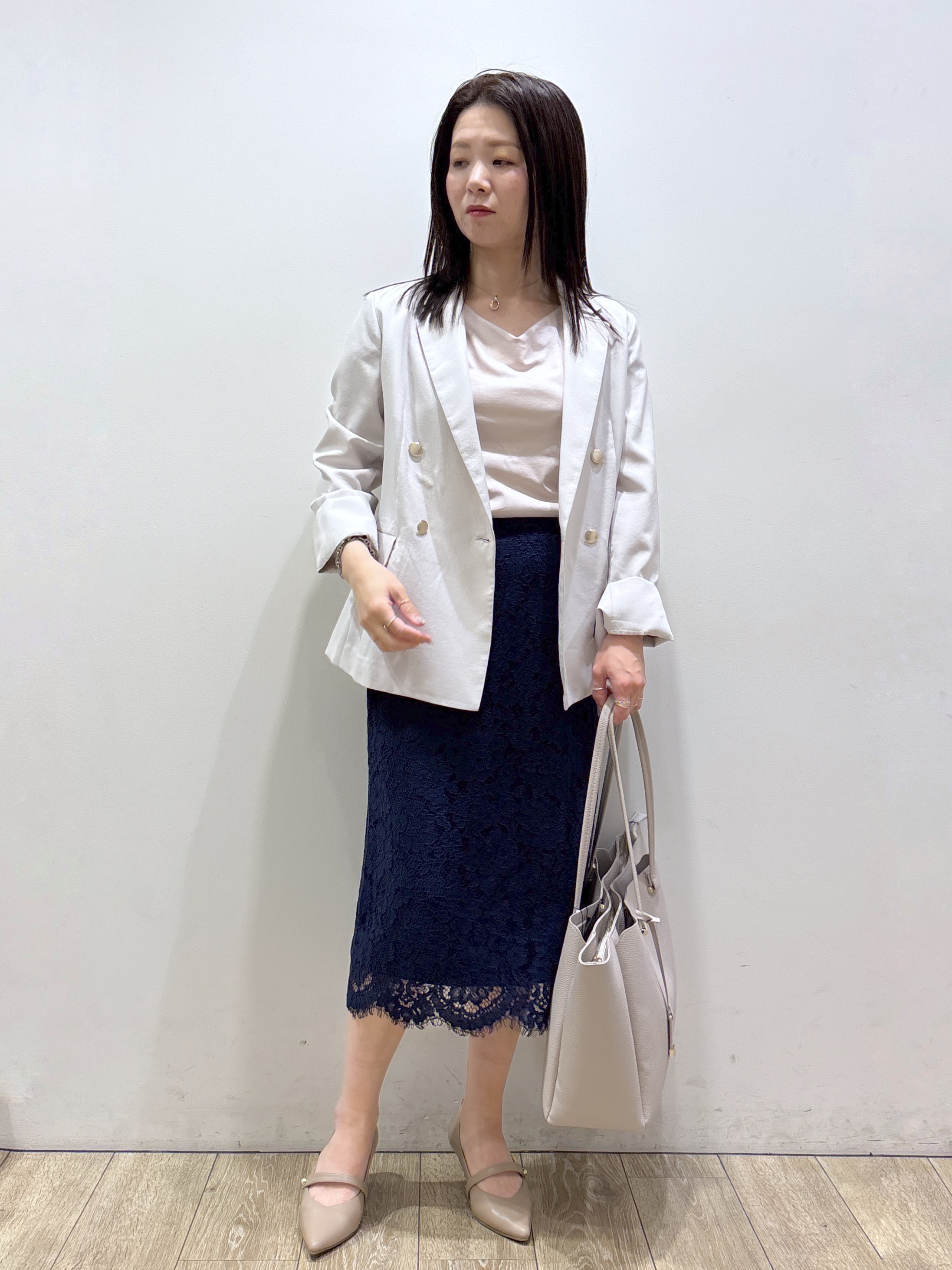 mameさんの「index｜《再入荷》ダブルブレストテーラードジャケット【接触冷感／吸水速乾／イージーアイロン／防シワ／洗濯機O」を使ったコーディネート