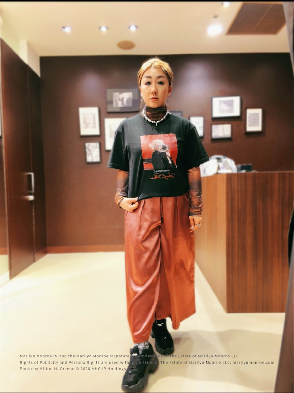735さんの「TAKEO KIKUCHI｜【別注】マリリン・モンロー/フォトTシャツ」を使ったコーディネート