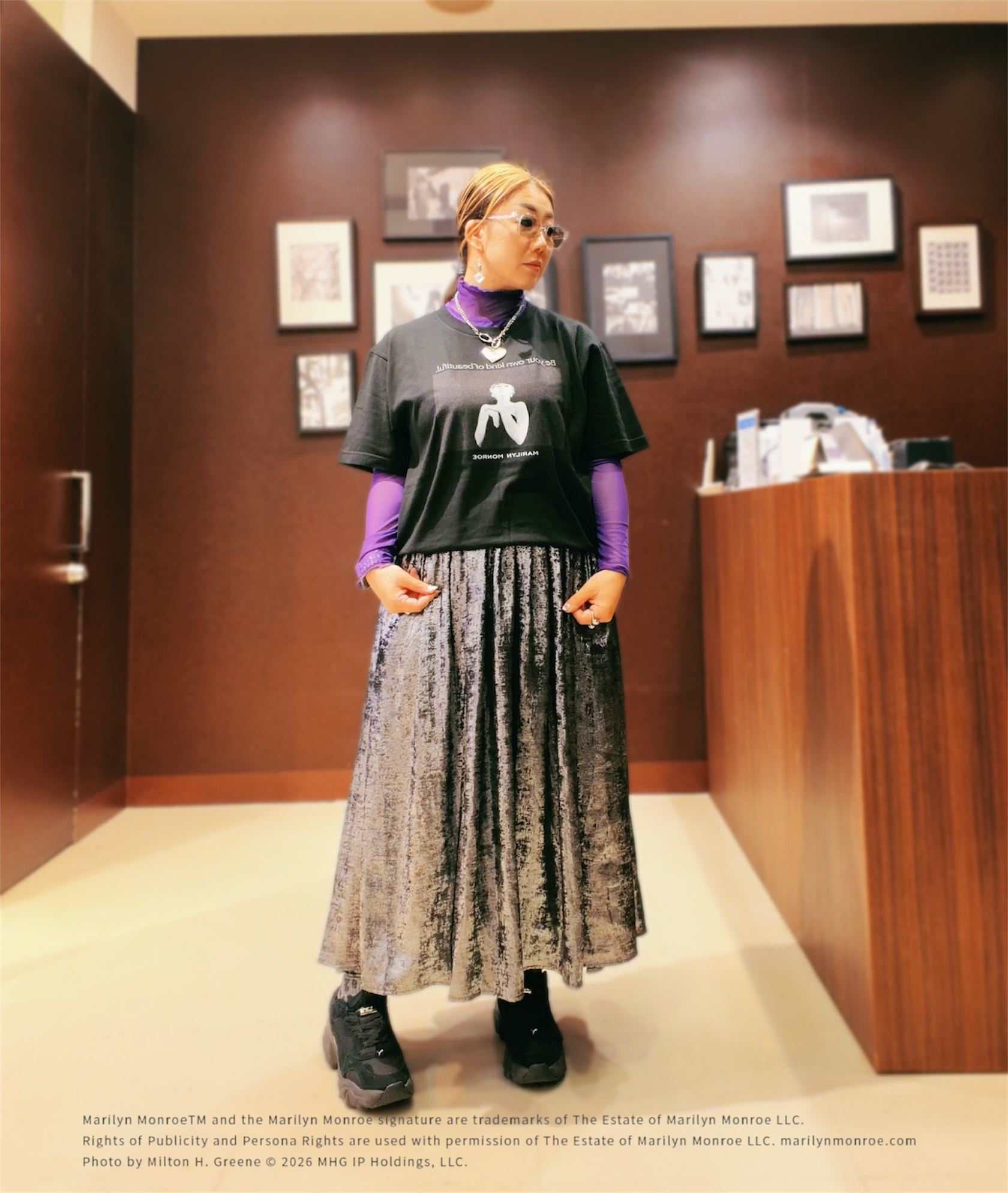 735さんの「TAKEO KIKUCHI｜【別注】マリリン・モンロー/フォトTシャツ」を使ったコーディネート
