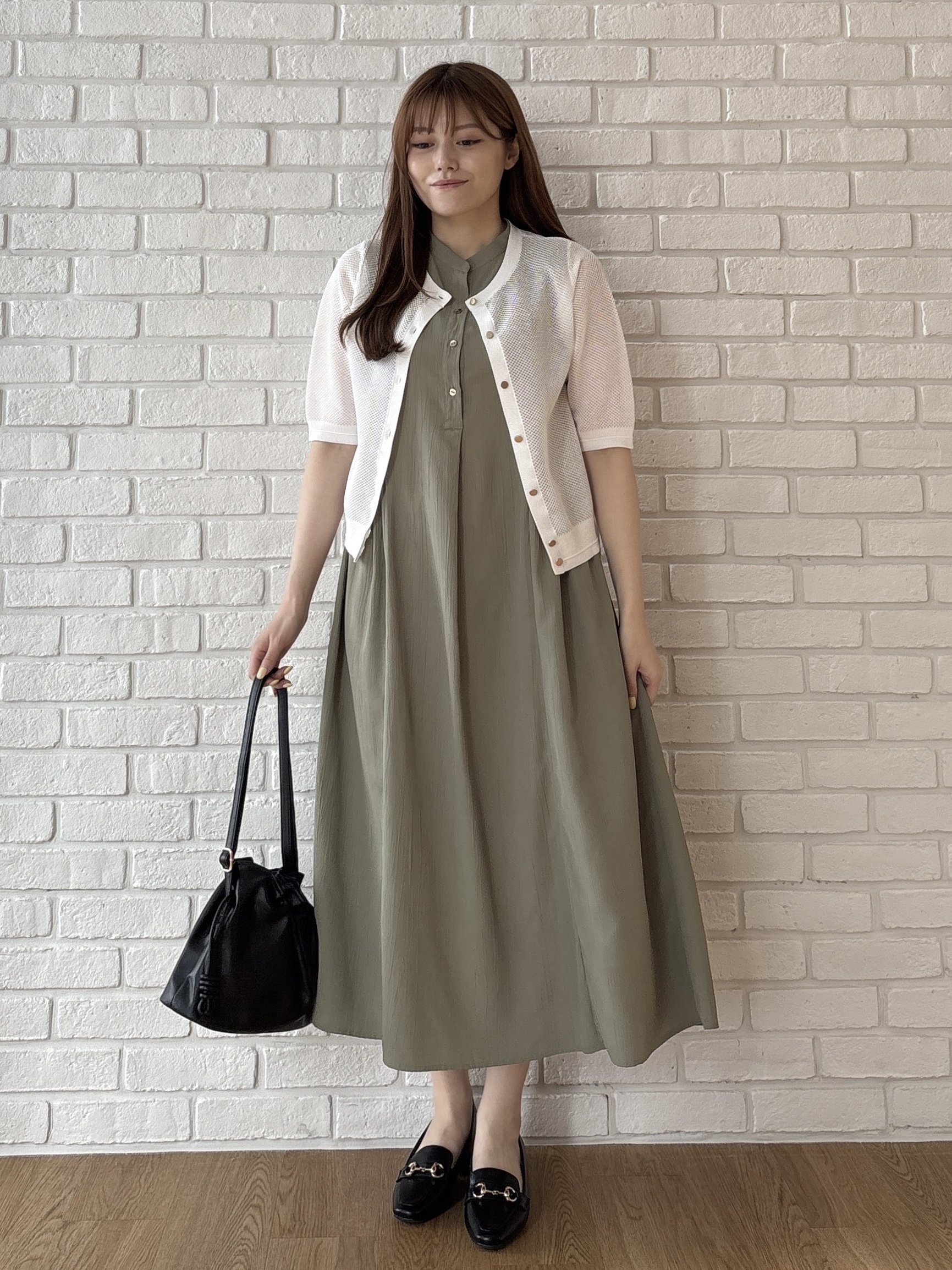 sayaさんの「grove｜【貴島明日香さん着用・洗える】透けない、大人のメッシュカーディガン」を使ったコーディネート