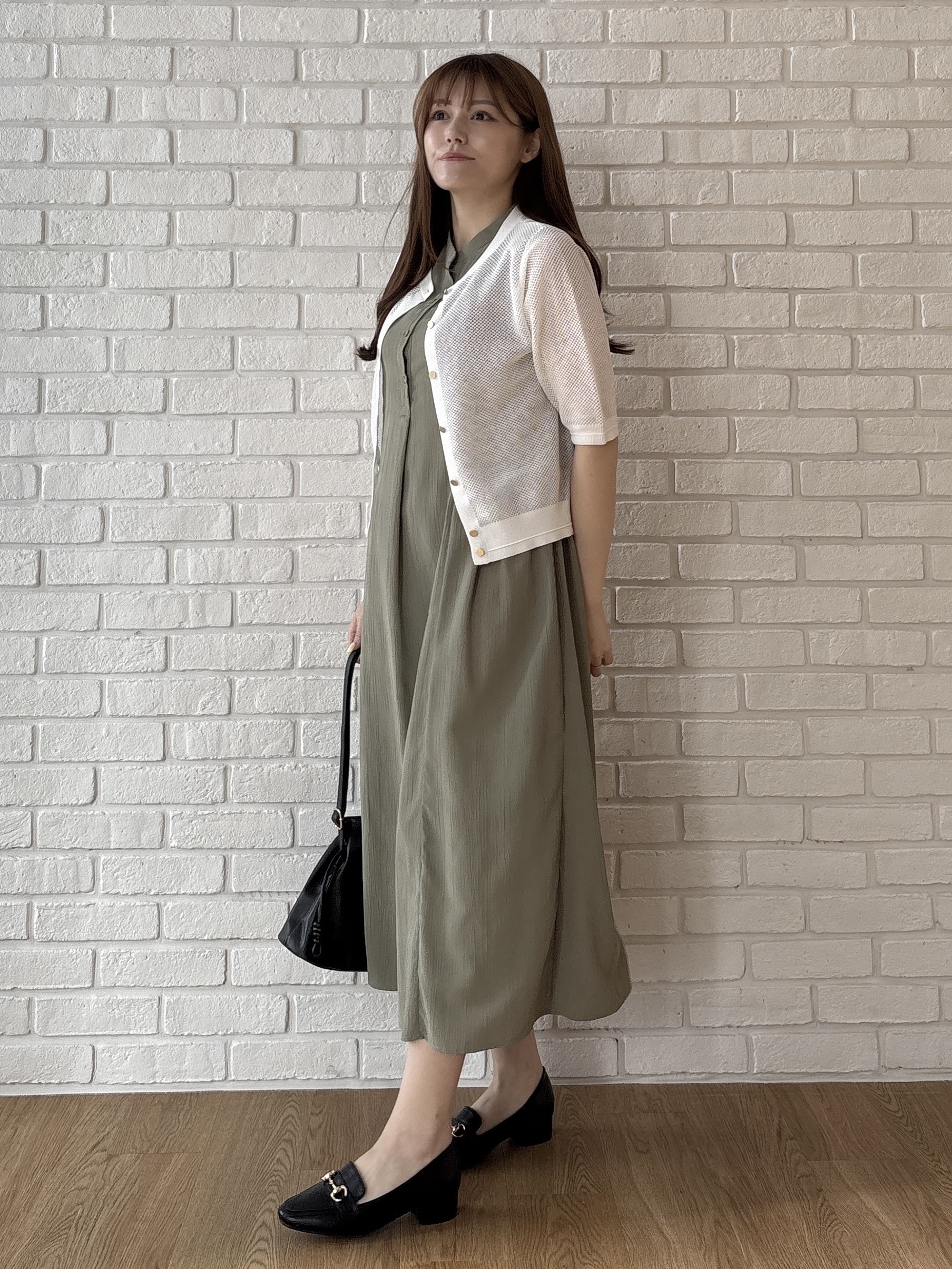 sayaさんの「grove｜【貴島明日香さん着用・洗える】透けない、大人のメッシュカーディガン」を使ったコーディネート