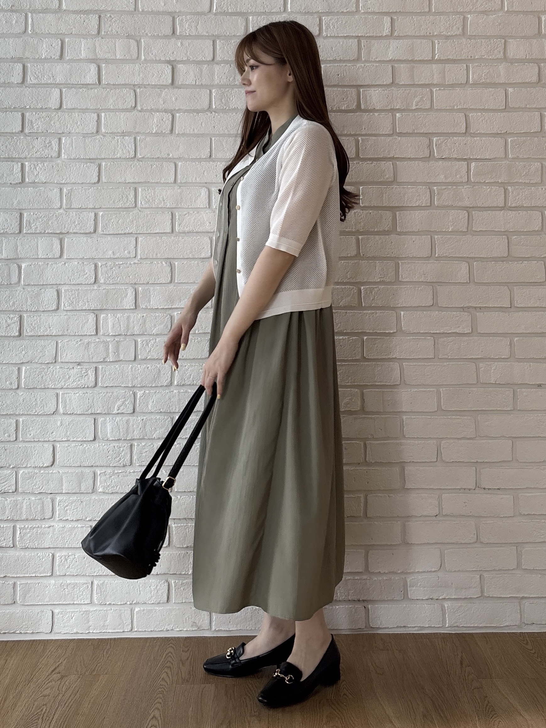 sayaさんの「grove｜【貴島明日香さん着用・洗える】透けない、大人のメッシュカーディガン」を使ったコーディネート