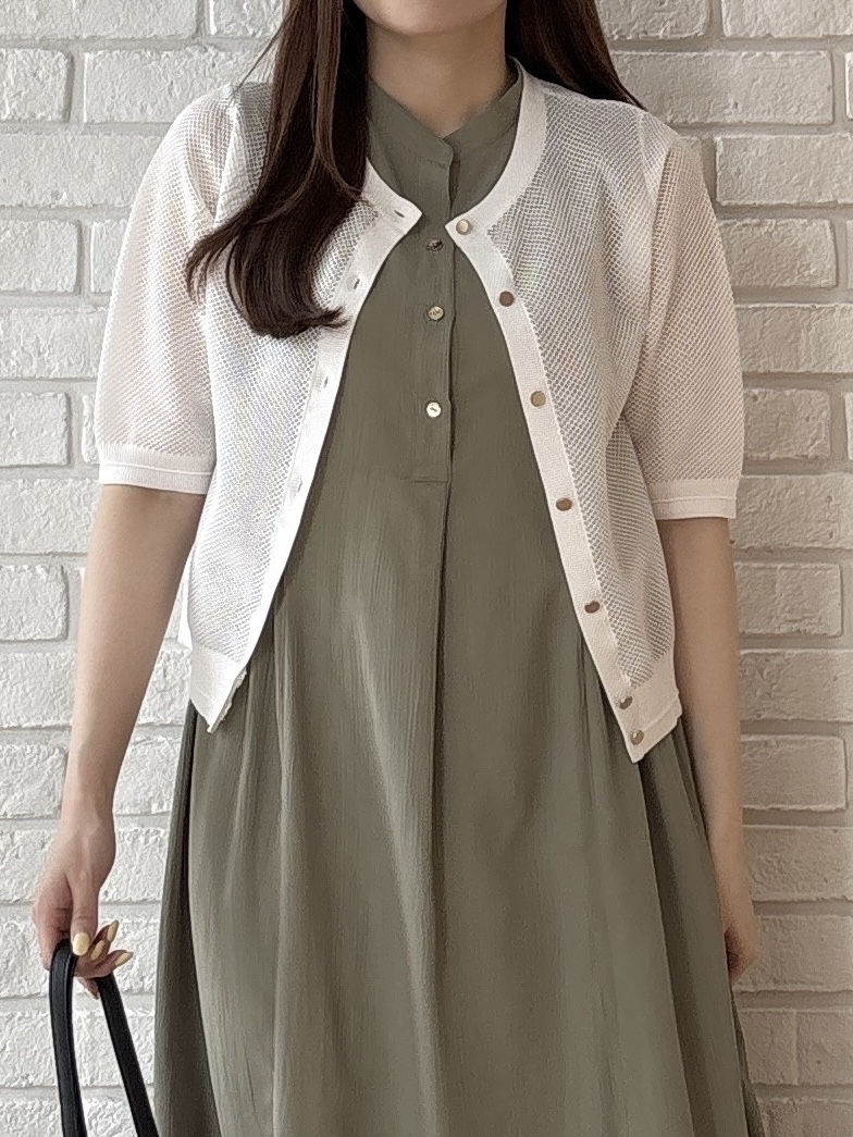 sayaさんの「grove｜【貴島明日香さん着用・洗える】透けない、大人のメッシュカーディガン」を使ったコーディネート