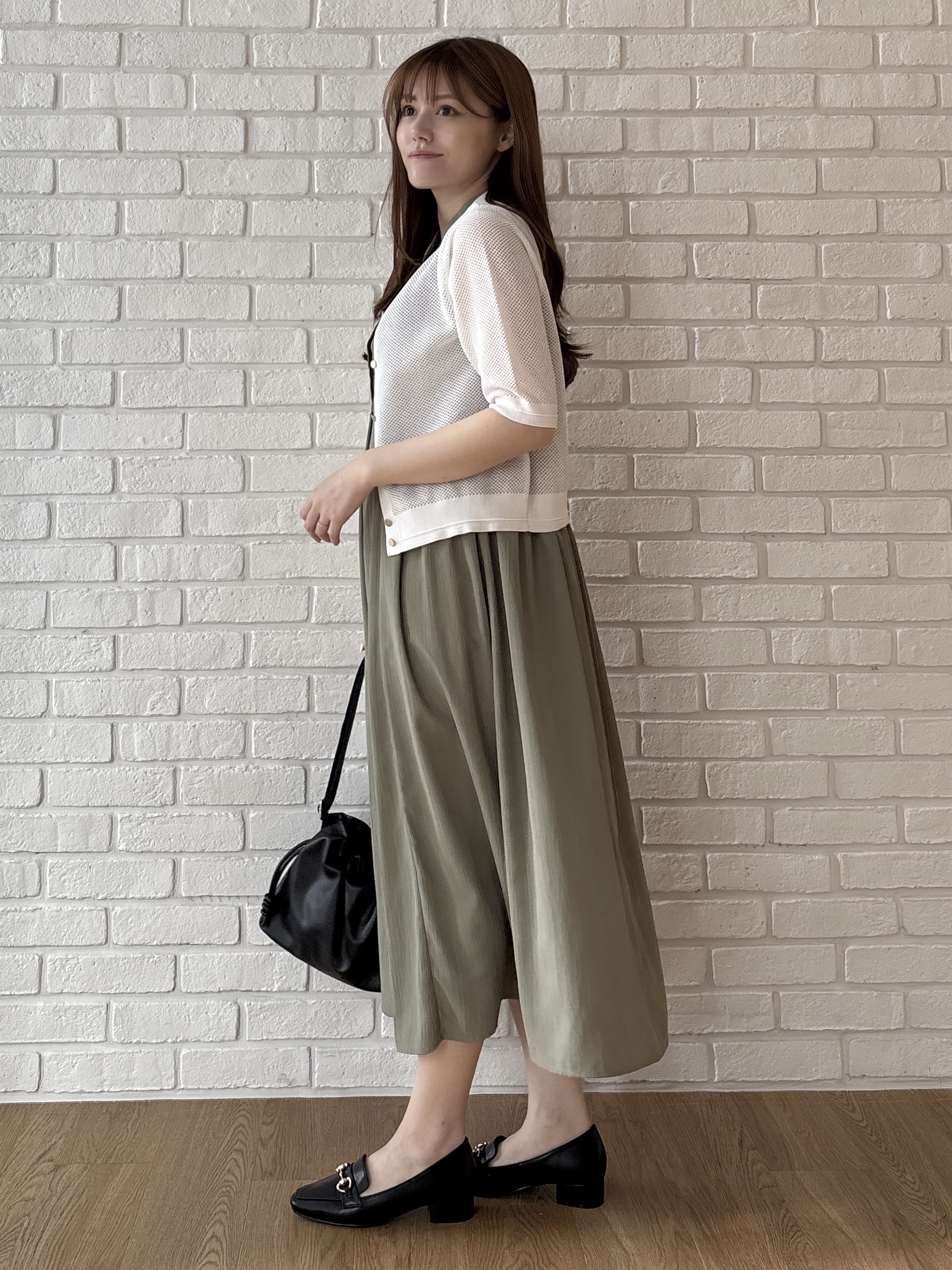 sayaさんの「grove｜【貴島明日香さん着用・洗える】透けない、大人のメッシュカーディガン」を使ったコーディネート