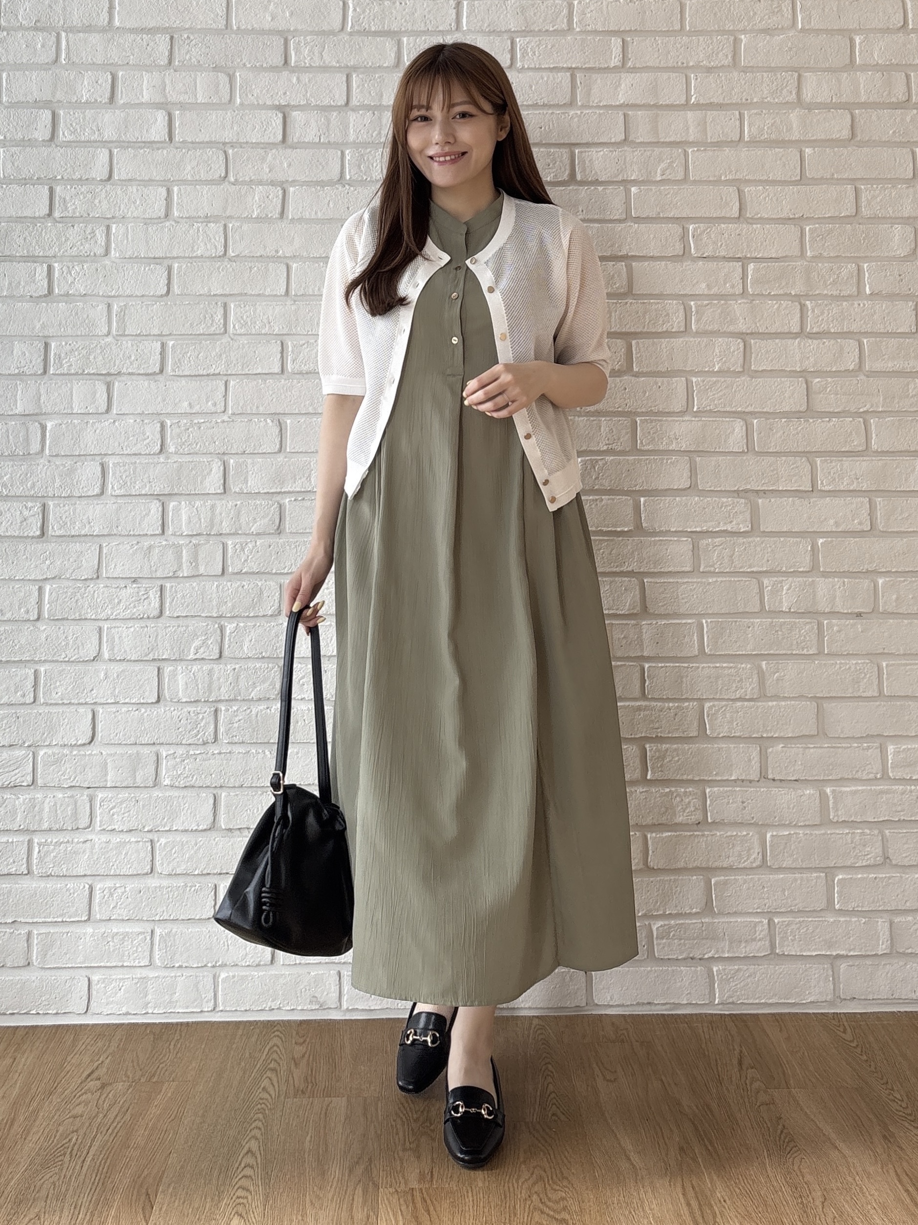 sayaさんの「grove｜【貴島明日香さん着用・洗える】透けない、大人のメッシュカーディガン」を使ったコーディネート