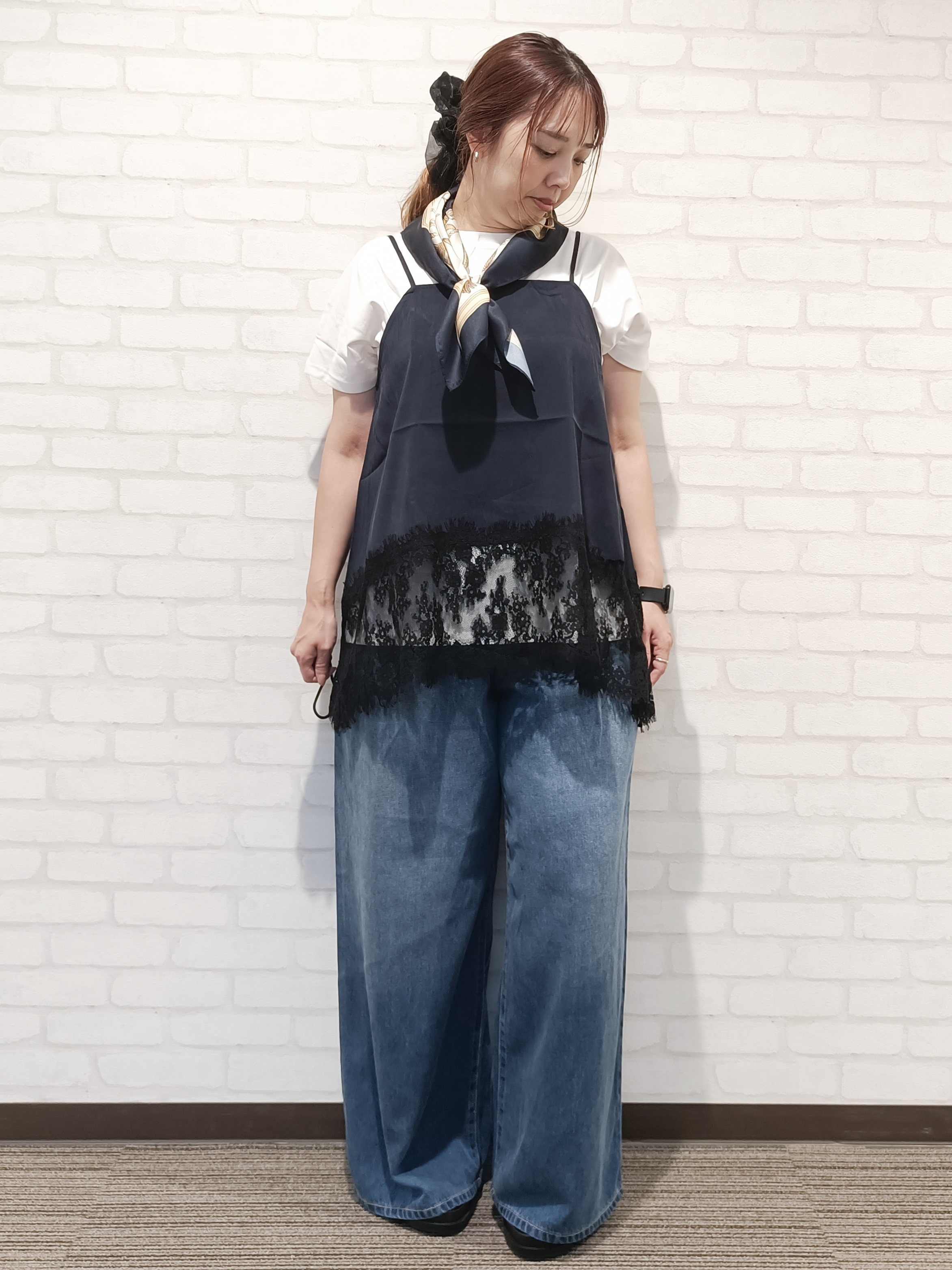 kaoriさんの「OPAQUE.CLIP｜裾レース マットサテンキャミ【洗濯機OK】」を使ったコーディネート