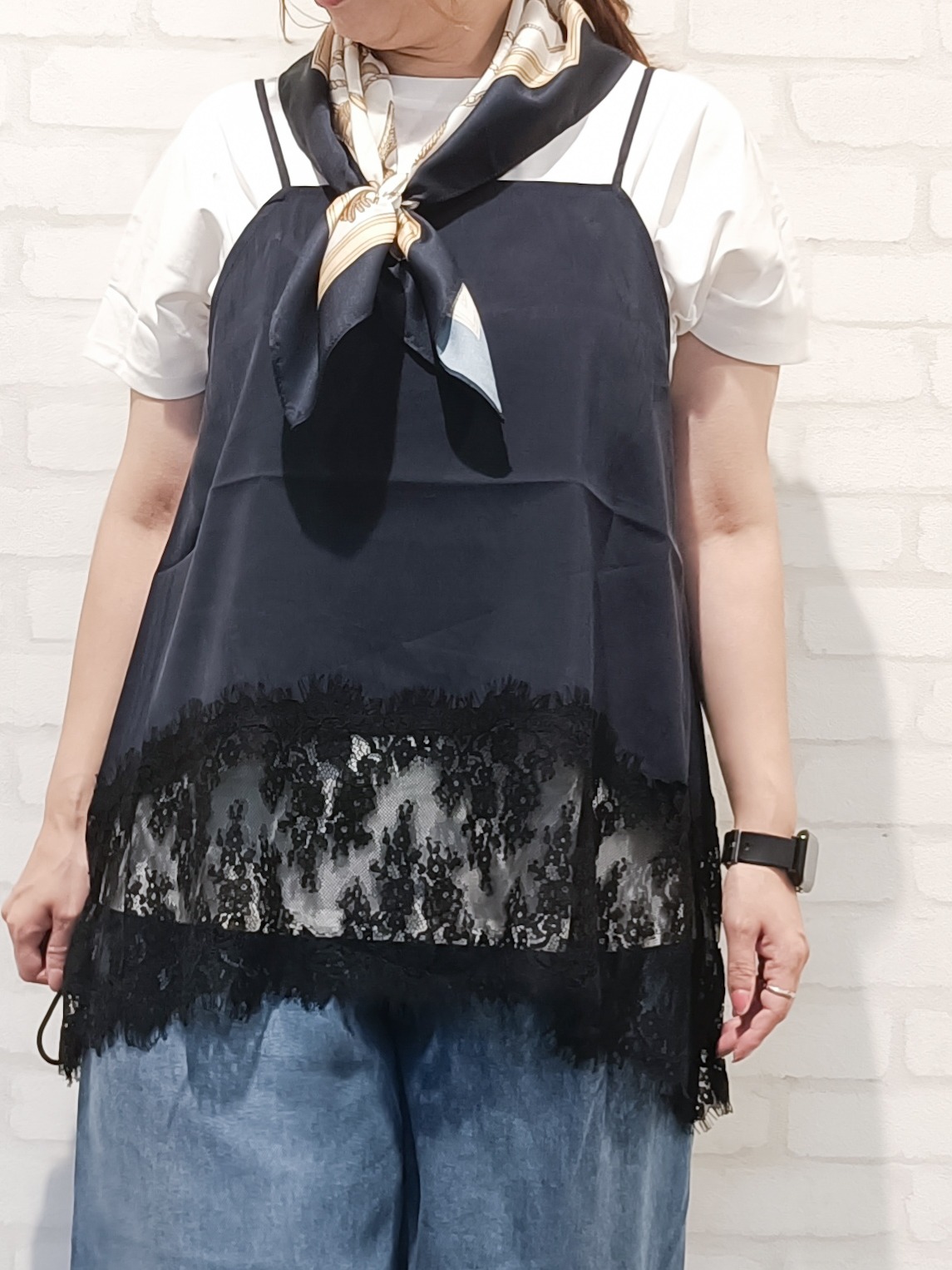 kaoriさんの「OPAQUE.CLIP｜裾レース マットサテンキャミ【洗濯機OK】」を使ったコーディネート