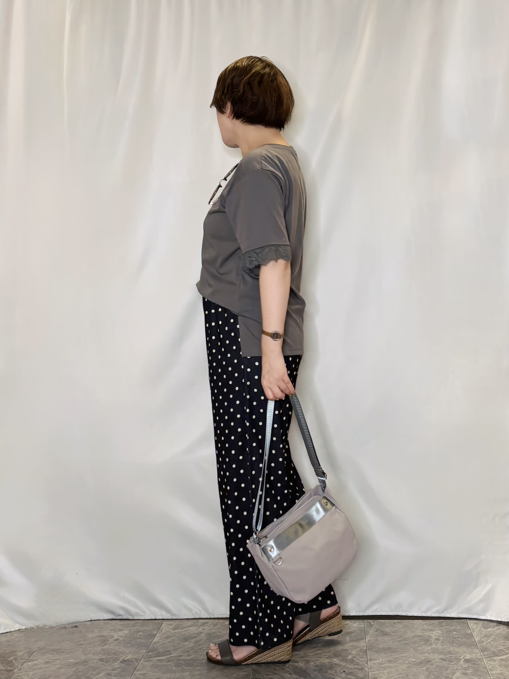 たみさんの「SHOO･LA･RUE｜【ひんやり/UV/S-LL】柄アソート お袖レースが旬顔 上品に決まる大人Tシャツ」を使ったコーディネート