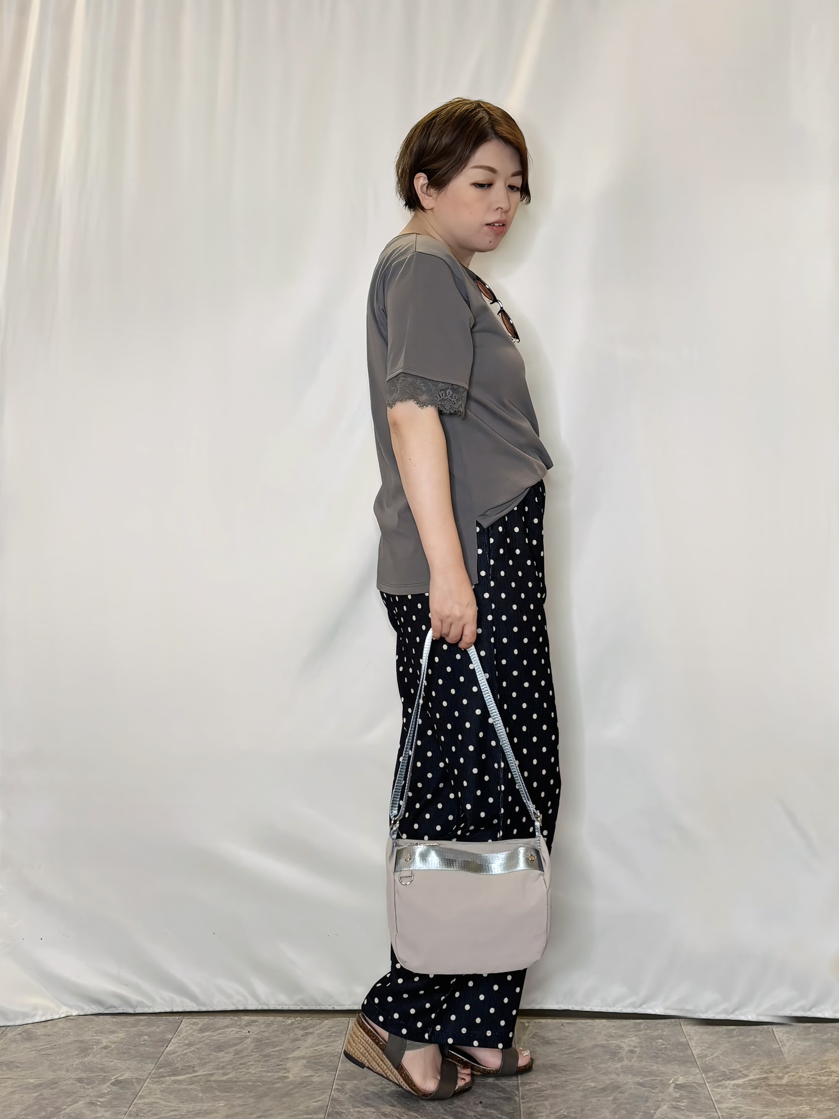 たみさんの「SHOO･LA･RUE｜【ひんやり/UV/S-LL】柄アソート お袖レースが旬顔 上品に決まる大人Tシャツ」を使ったコーディネート