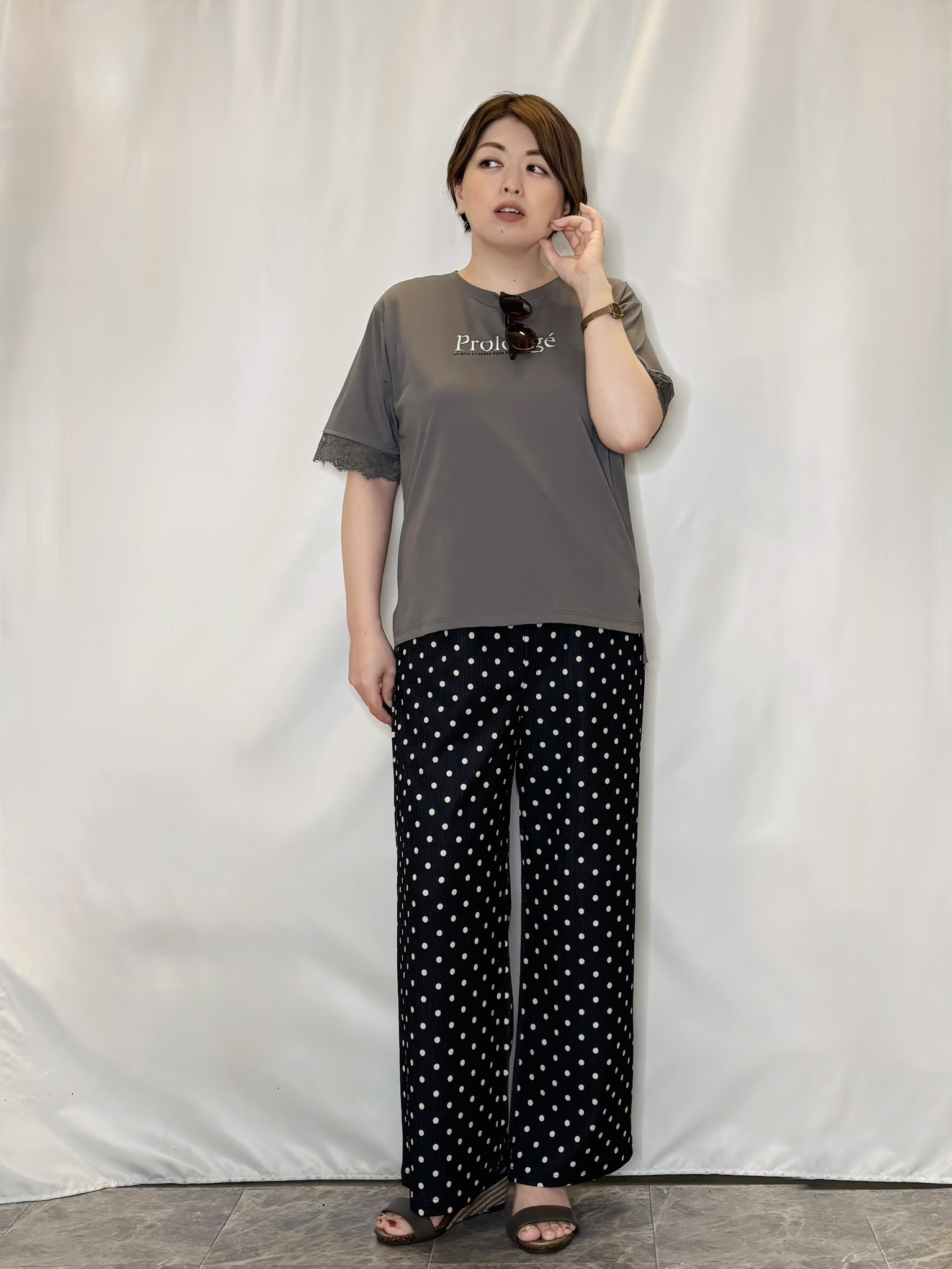 たみさんの「SHOO･LA･RUE｜【ひんやり/UV/S-LL】柄アソート お袖レースが旬顔 上品に決まる大人Tシャツ」を使ったコーディネート