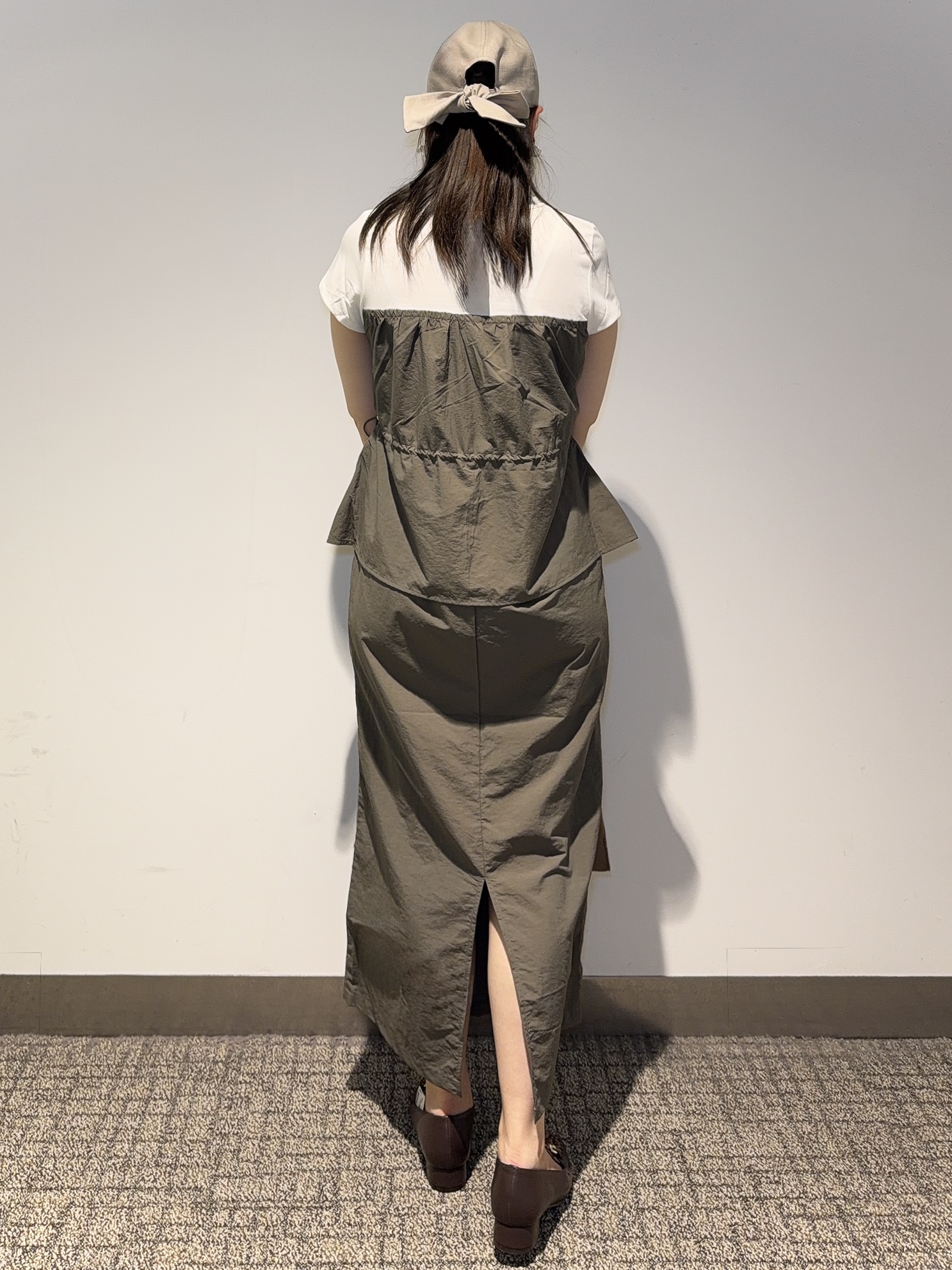 みーさんの「grove｜【低身長さんも選べる着丈・洗濯機◎】1枚で旬顔！Tシャツドッキングドロストワンピース」を使ったコーディネート