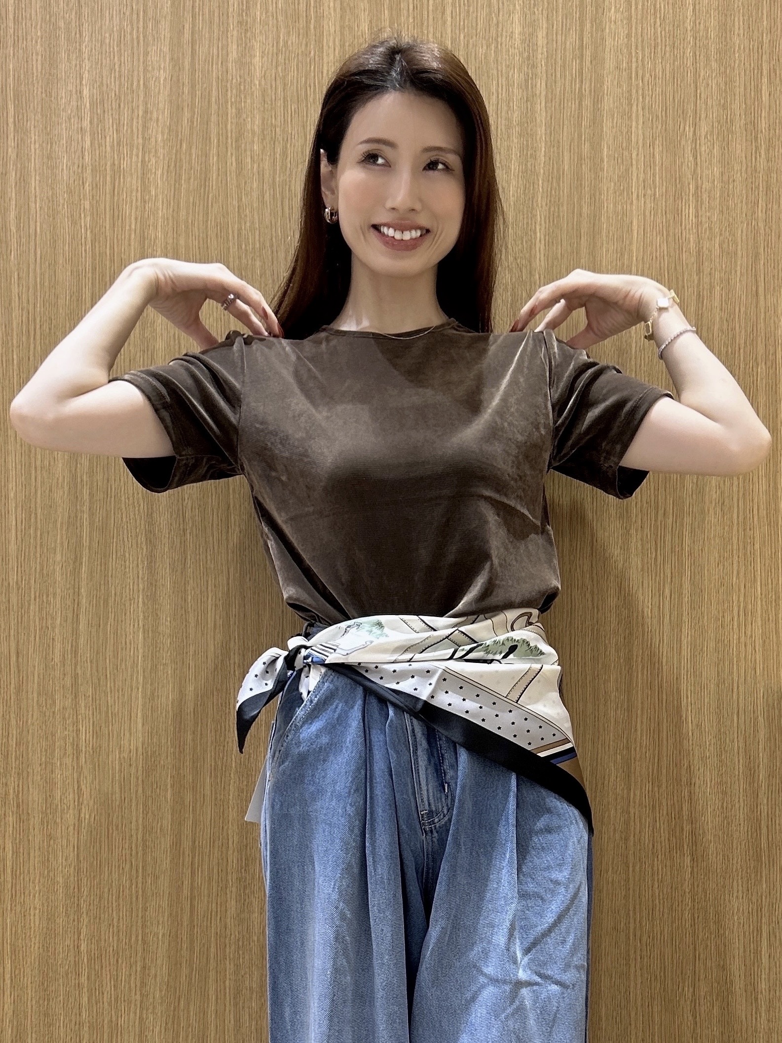 maiさんの「OPAQUE.CLIP｜フロッキーチュールカットソー【洗濯機OK】」を使ったコーディネート
