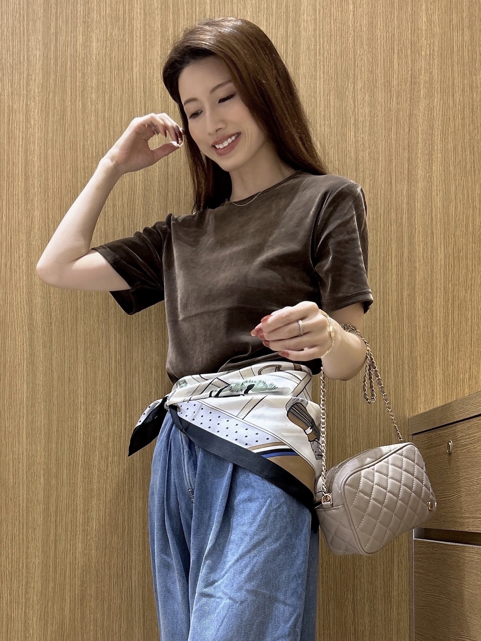 maiさんの「OPAQUE.CLIP｜フロッキーチュールカットソー【洗濯機OK】」を使ったコーディネート