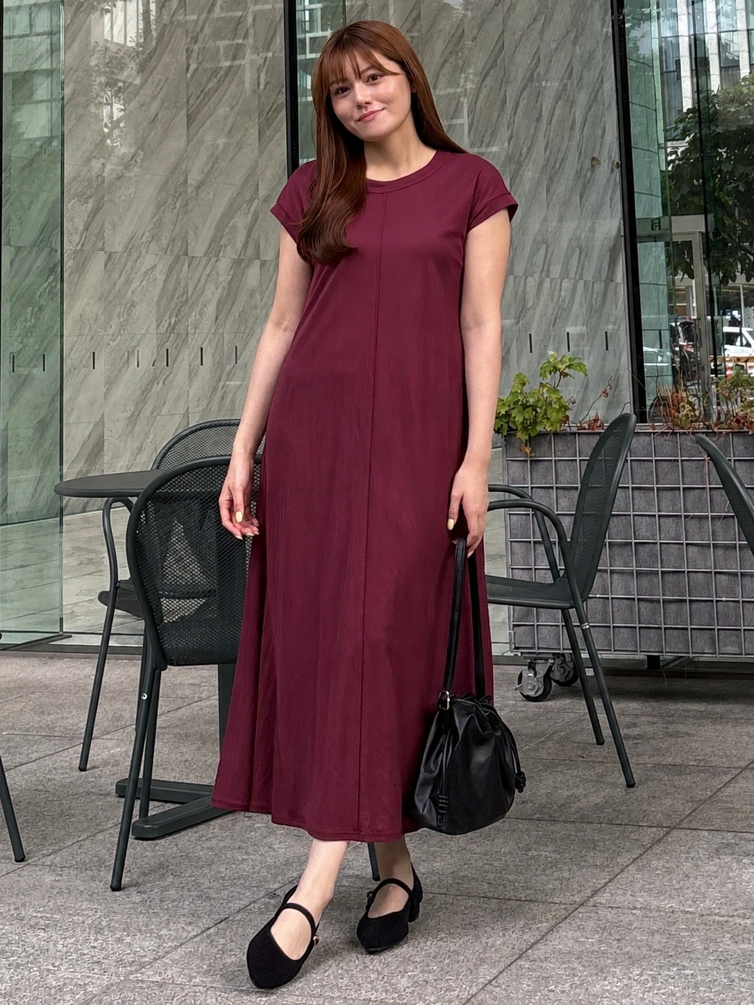 sayaさんの「grove｜【低身長さんも選べる着丈】モクロディフレンチワンピース」を使ったコーディネート