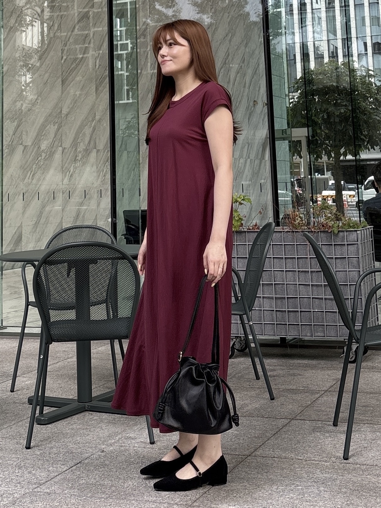 sayaさんの「grove｜【低身長さんも選べる着丈】モクロディフレンチワンピース」を使ったコーディネート