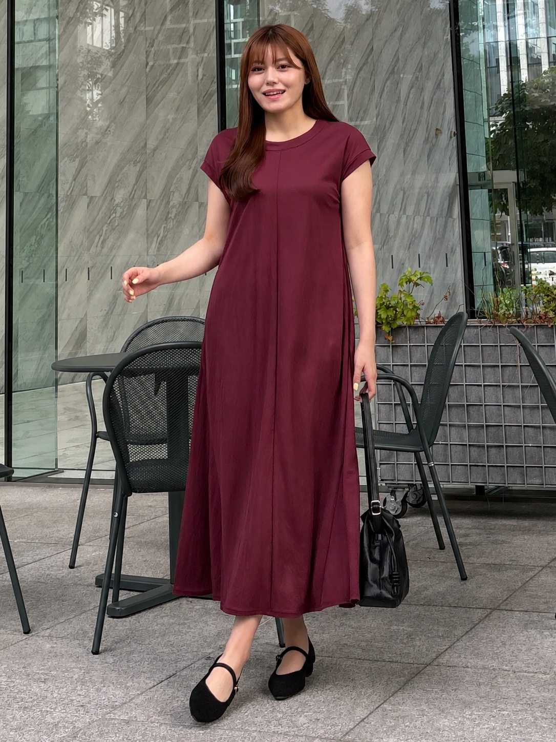 sayaさんの「grove｜【低身長さんも選べる着丈】モクロディフレンチワンピース」を使ったコーディネート