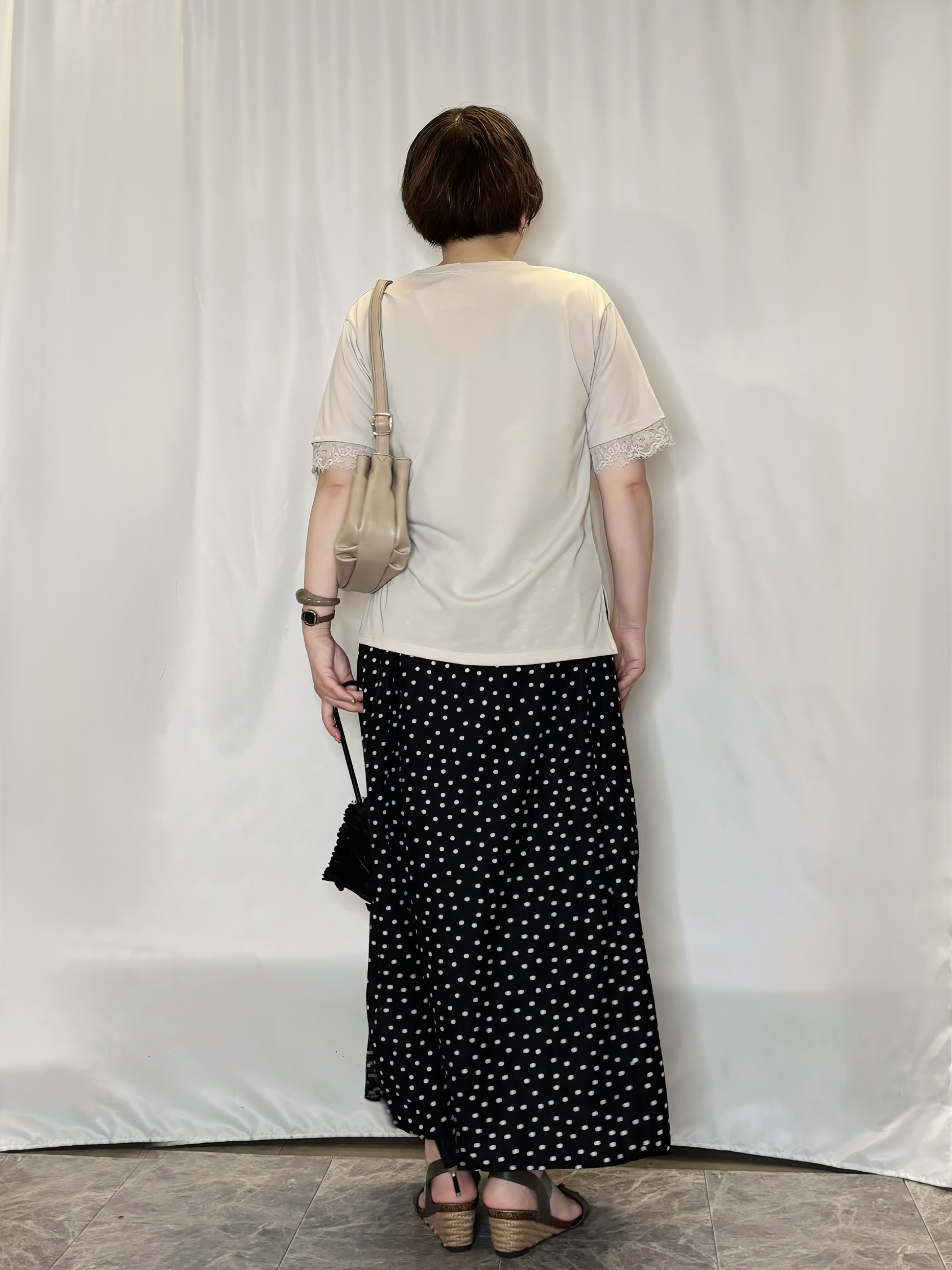 たみさんの「SHOO･LA･RUE｜【ひんやり/UV/S-LL】柄アソート お袖レースが旬顔 上品に決まる大人Tシャツ」を使ったコーディネート