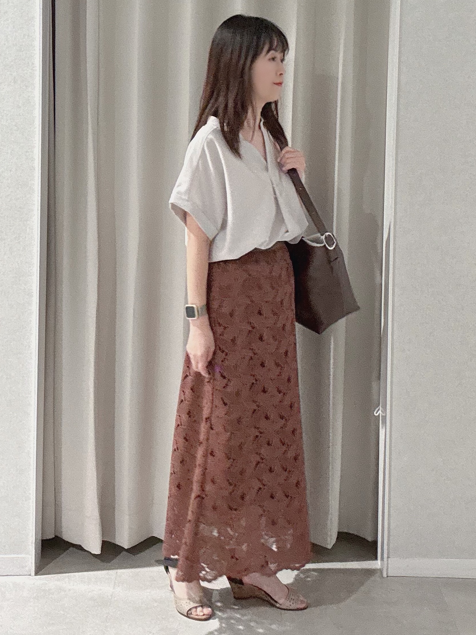 makiさんの「UNTITLED｜【セットアップ可/通気性/UVカット】エアリークールブラウス」を使ったコーディネート