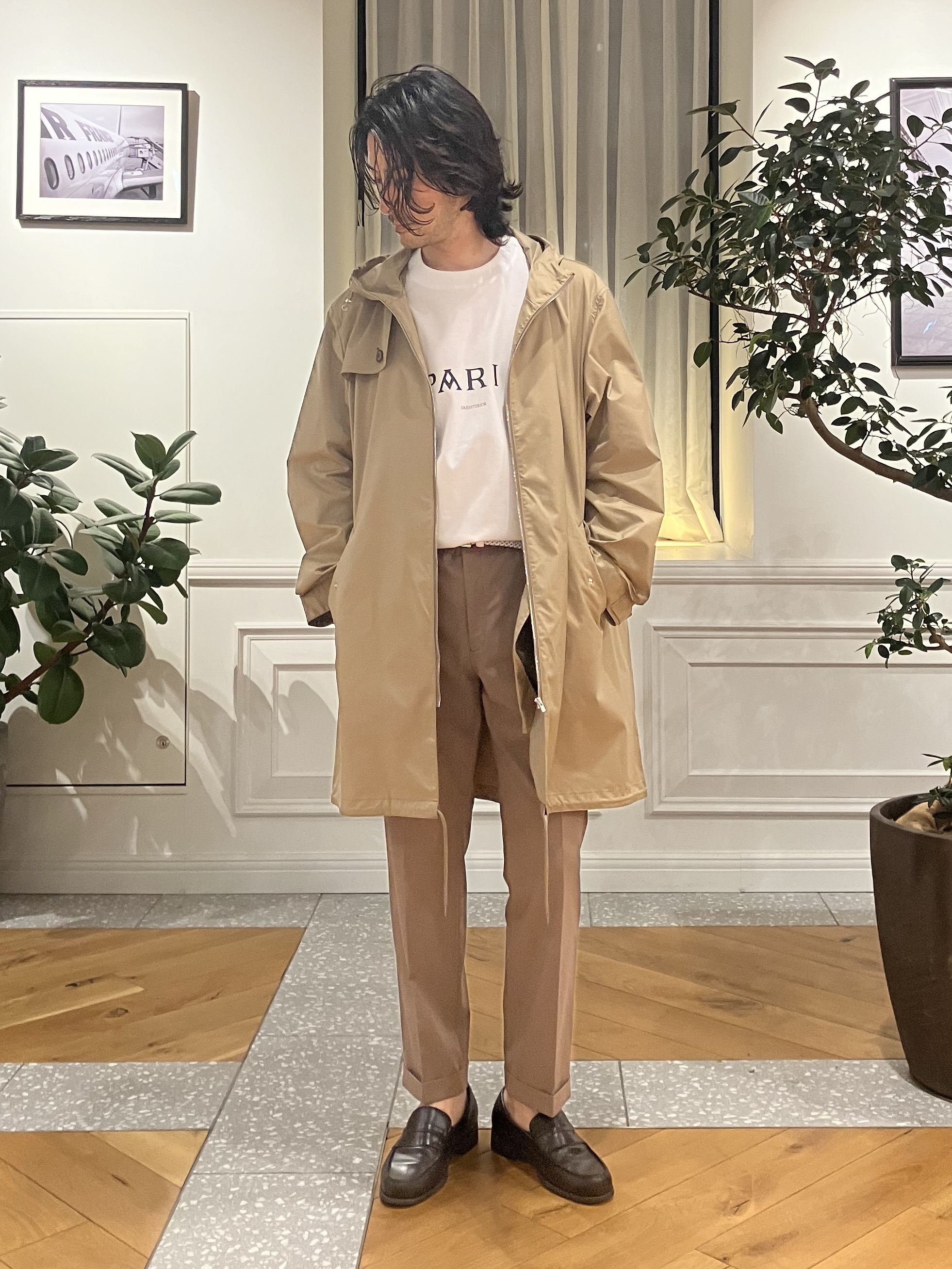 junyaさんの「DRESSTERIOR｜【撥水素材】レインプルーフ フーデッドコート」を使ったコーディネート
