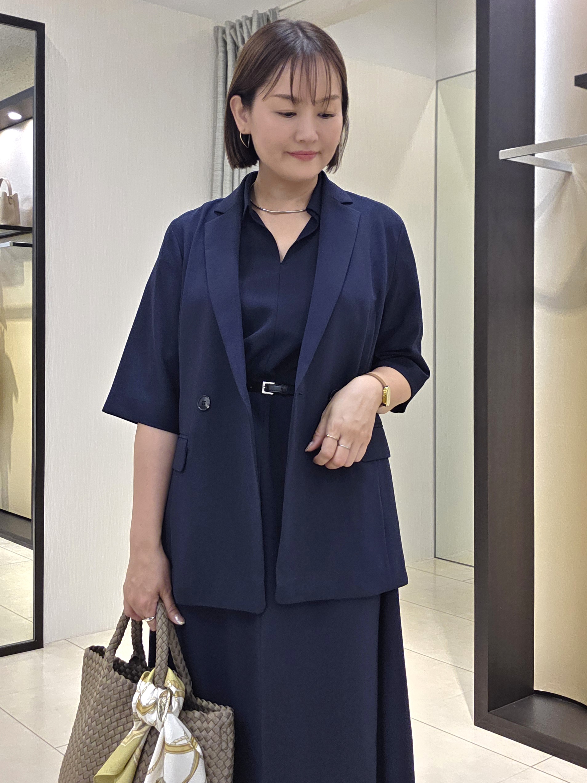 naokoさんの「UNTITLED｜【セットアップ可/UVカット/通気性】エアリークール半袖ジャケット」を使ったコーディネート