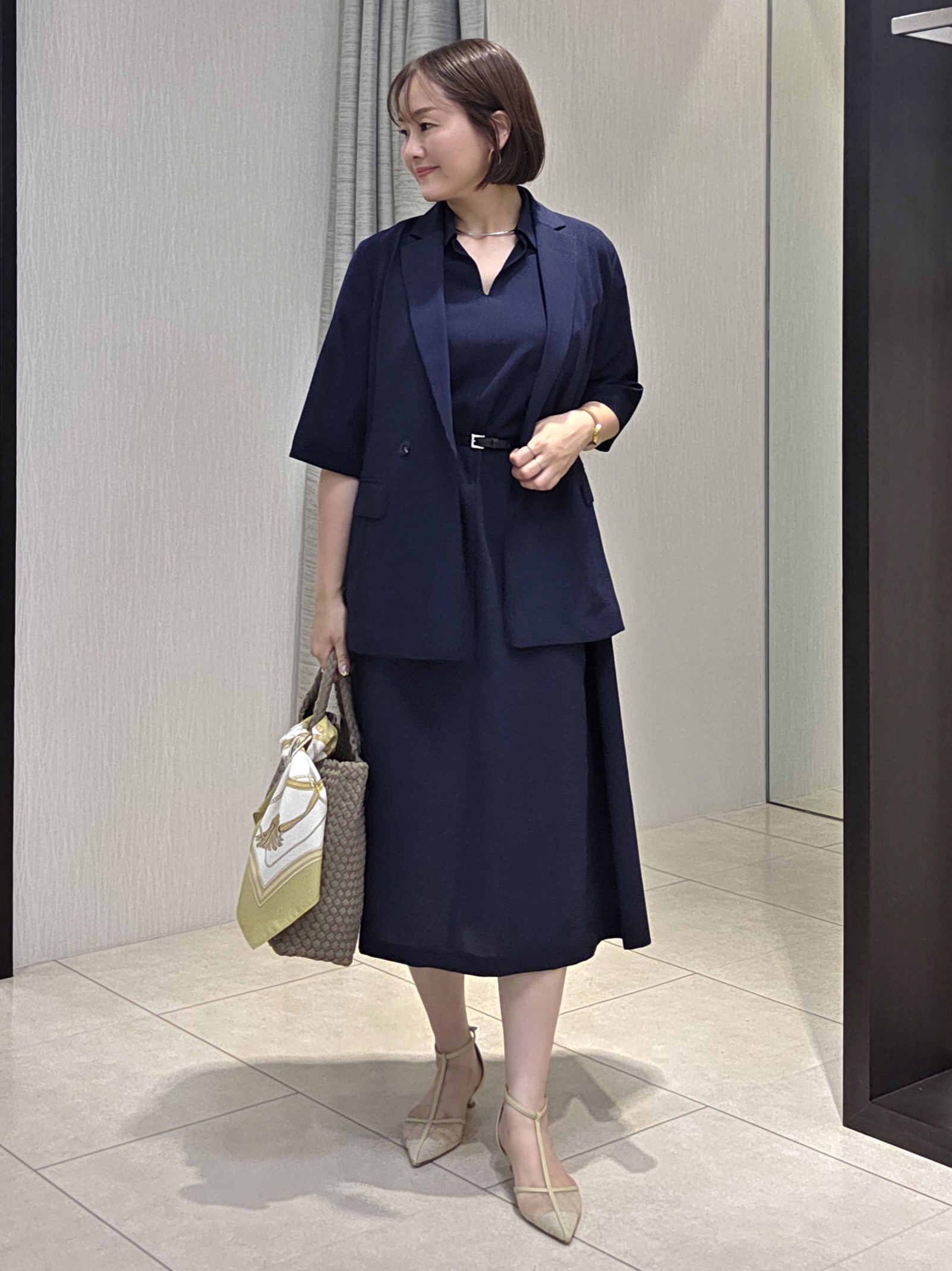 naokoさんの「UNTITLED｜【セットアップ可/UVカット/通気性】エアリークール半袖ジャケット」を使ったコーディネート