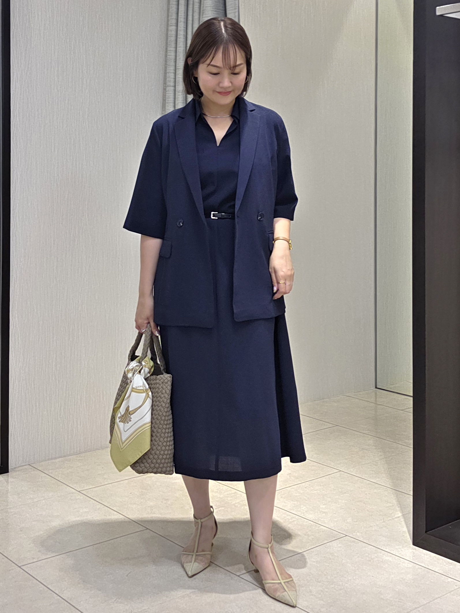 naokoさんの「UNTITLED｜【セットアップ可/UVカット/通気性】エアリークール半袖ジャケット」を使ったコーディネート