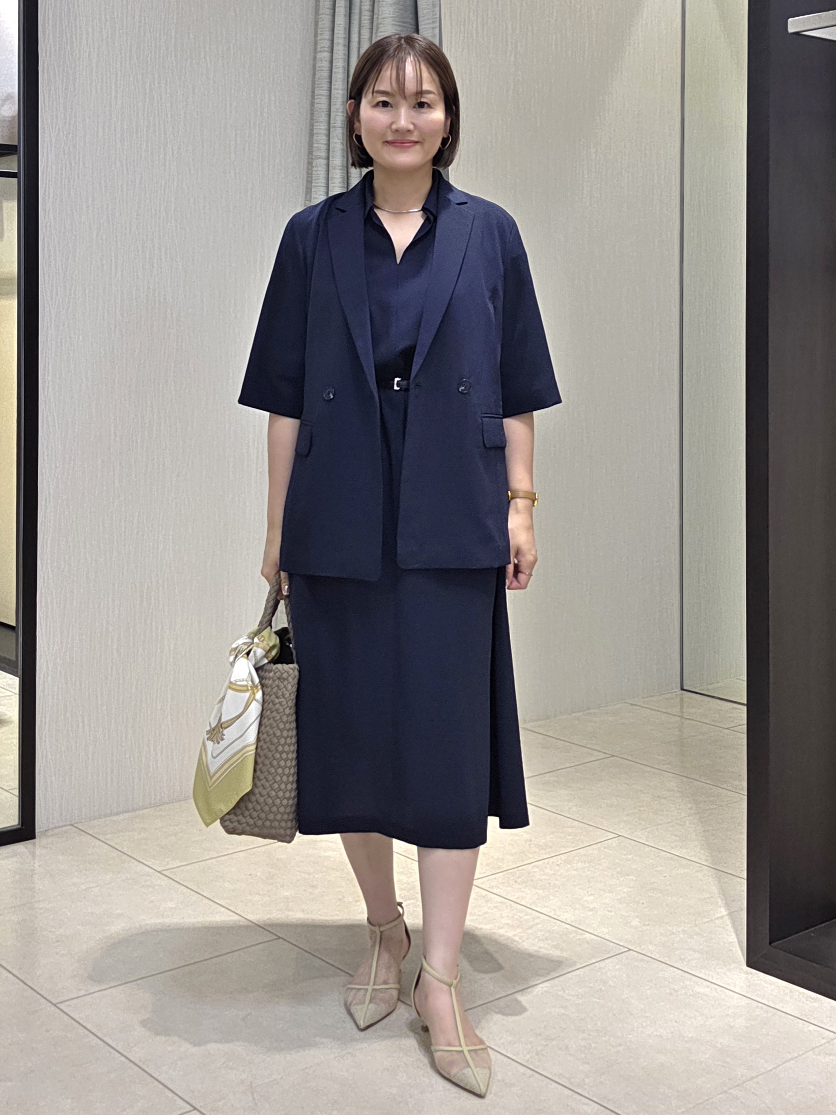 naokoさんの「UNTITLED｜【セットアップ可/UVカット/通気性】エアリークール半袖ジャケット」を使ったコーディネート