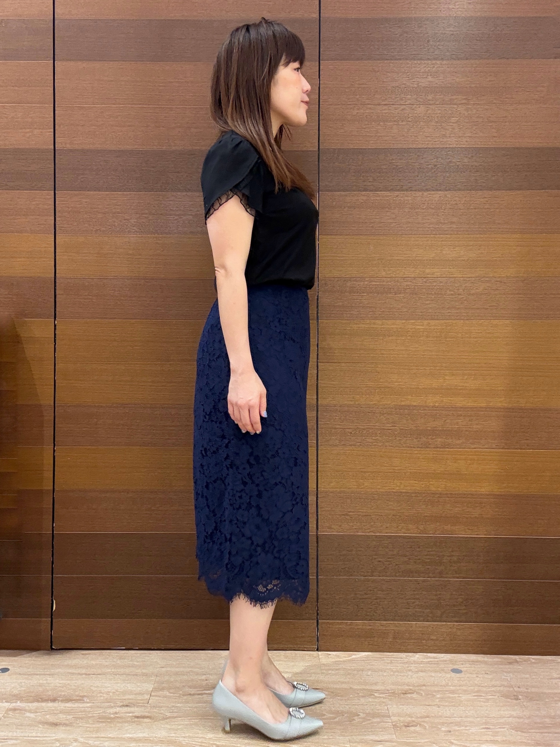 maichiさんの「OPAQUE.CLIP｜【接触冷感／UVケア】ハートネックレースレイヤードトップス《洗濯機OK／6col》」を使ったコーディネート