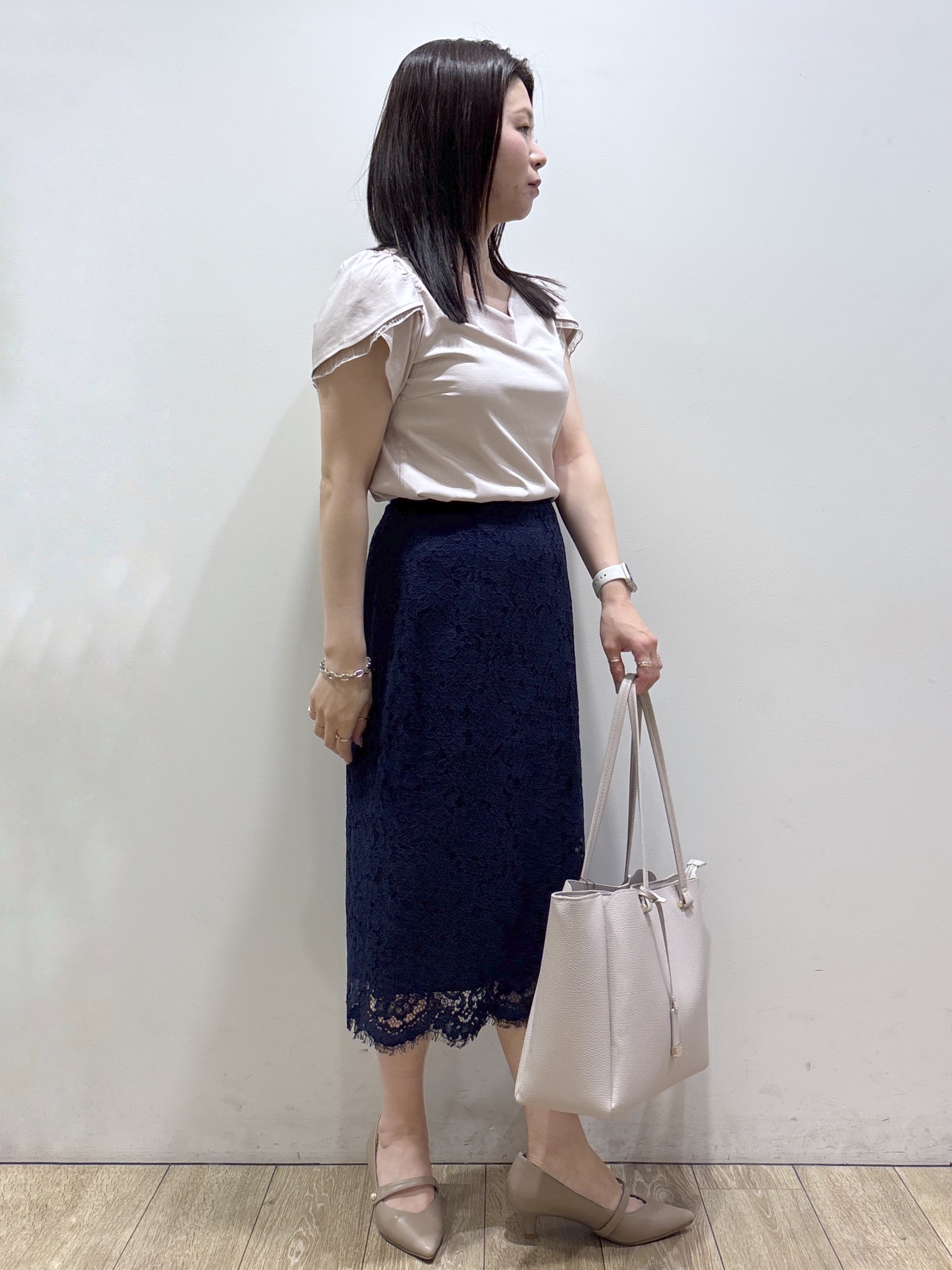 mameさんの「index｜【接触冷感／UVケア】ハートネックレースレイヤードトップス《洗濯機OK／6col》」を使ったコーディネート