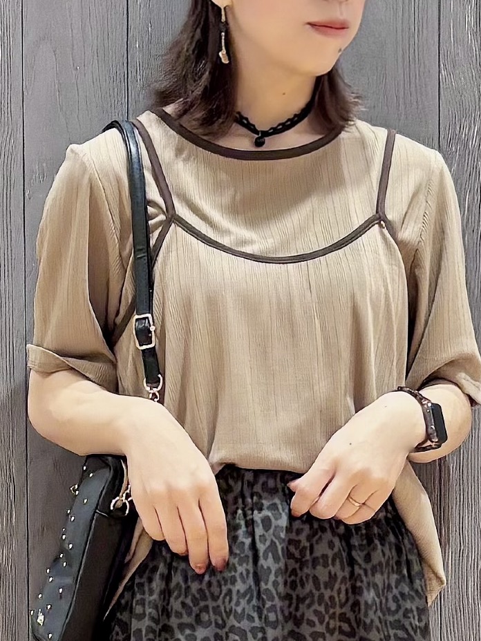 meiさんの「SHOO･LA･RUE｜細見えランダムテレコ 配色キャミセット」を使ったコーディネート