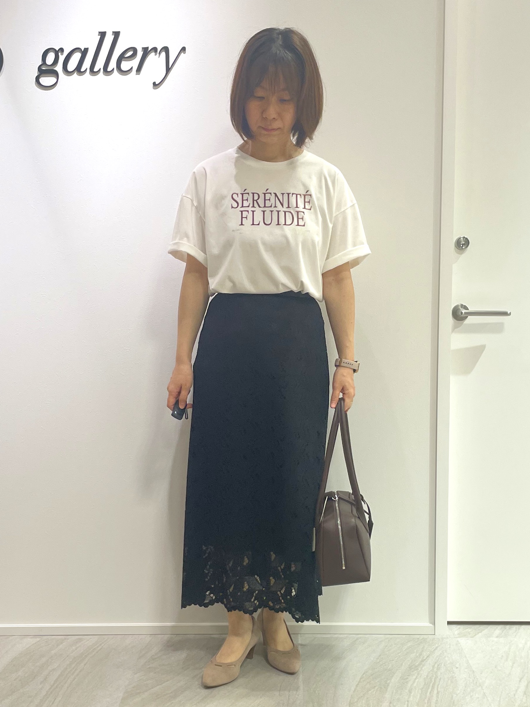 hanaさんの「UNTITLED｜【すっきりコンパクト】ドライタッチ5分袖カーディガン」を使ったコーディネート