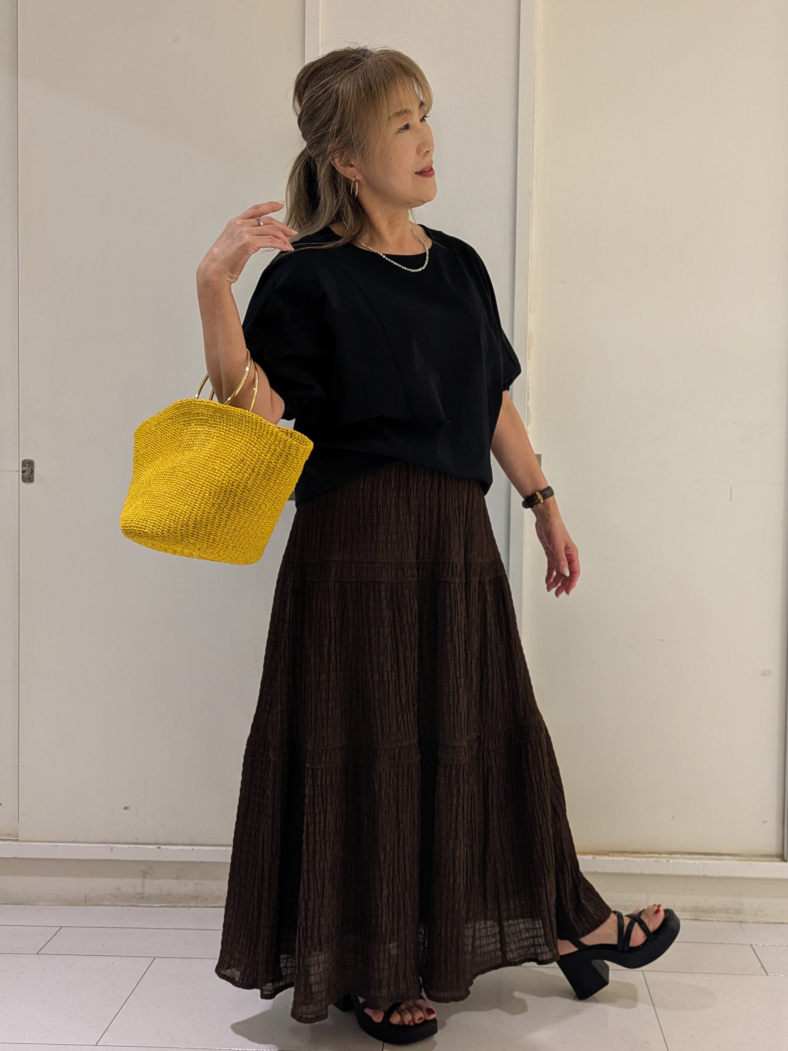 かずえ さんの「Reflect｜【UVカット／接触冷感／吸水速乾】ギャザースリーブカットソー」を使ったコーディネート